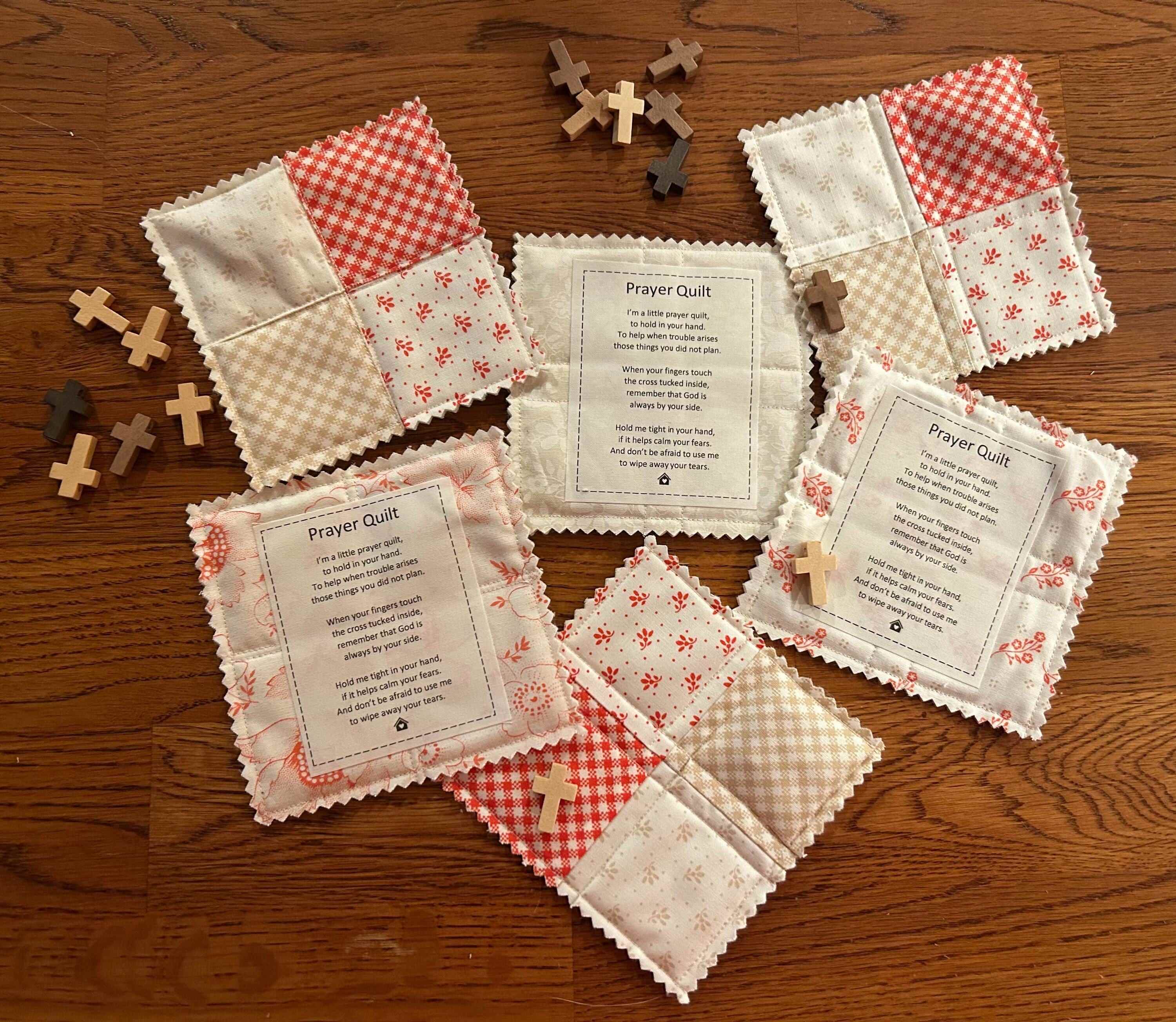 Mini Pocket Prayer Quilt with Wooden Cross