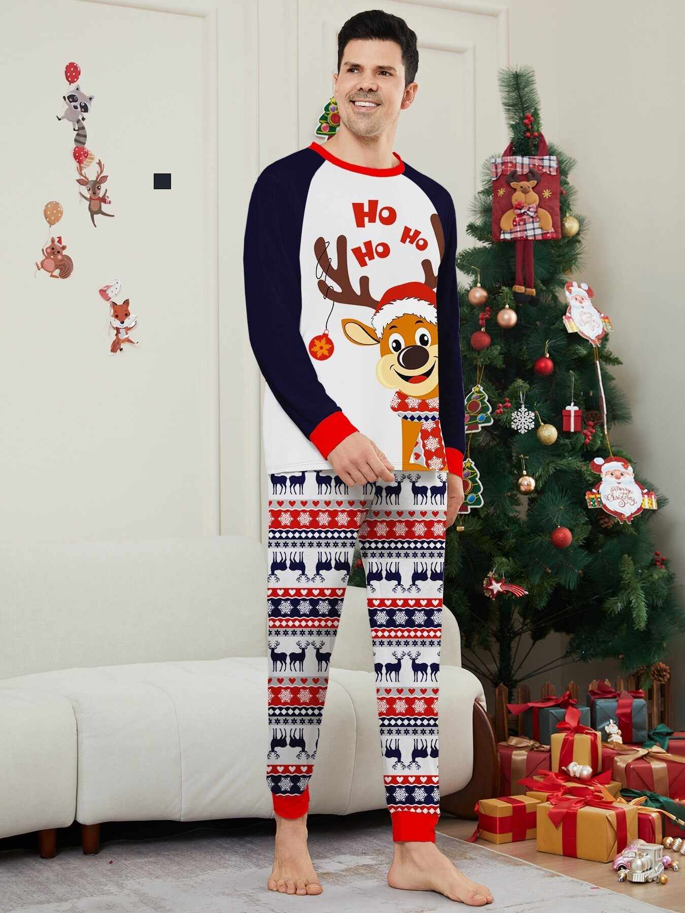 Family Christmas Pajama Matching Set with Moose Monogramming