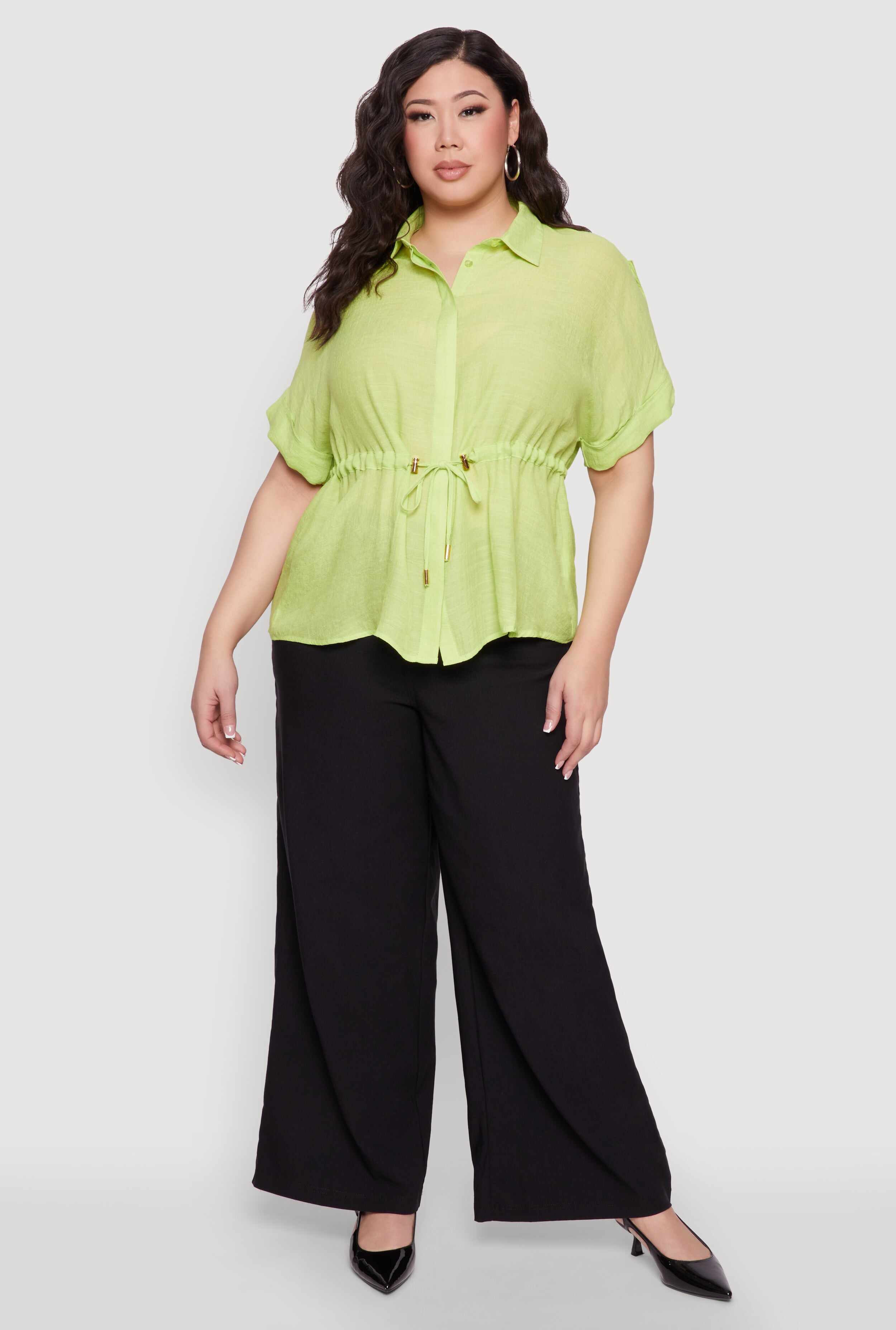Plus Size Drawstring Waist Shirt
