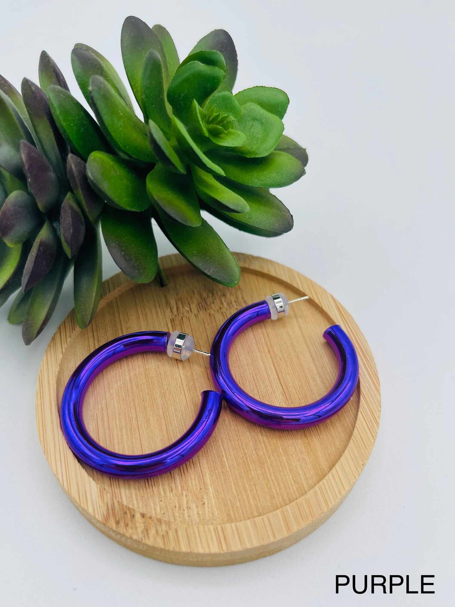 DOORBUSTER Perfectly Paige Hoop Earrings in Purple