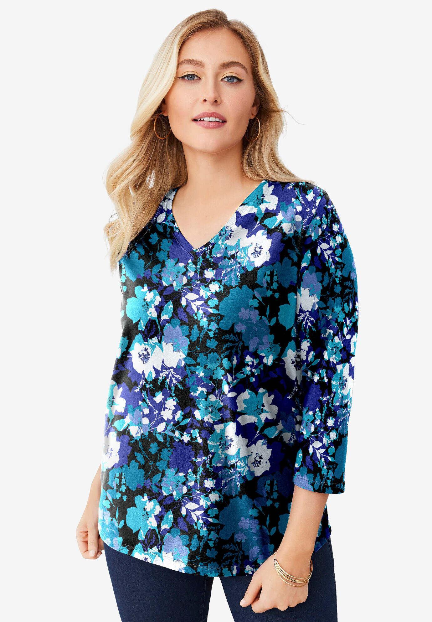 Stretch Cotton V-Neck Tee