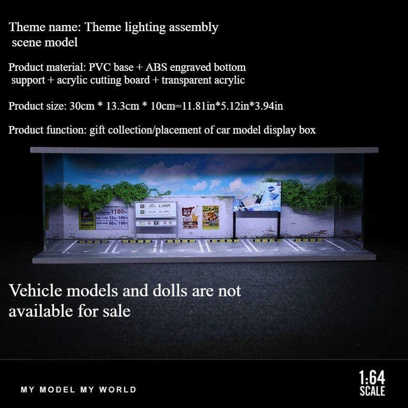 1:64 Scale Urban Street Scene Diorama Display Case – Industrial Roadside Setting for Diecast Cars