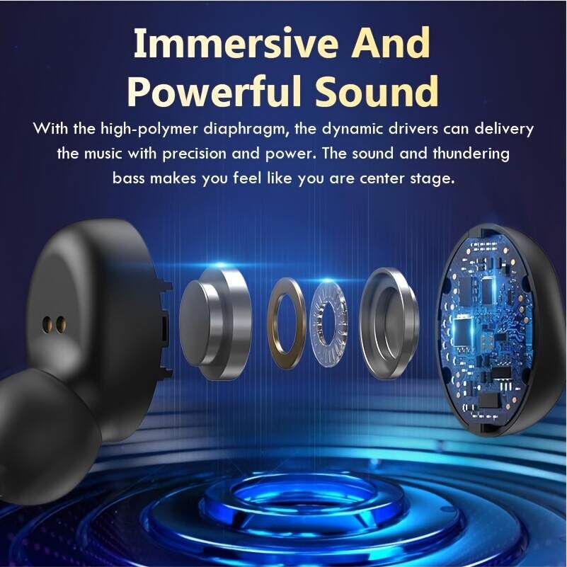 TWS Waterproof Headset Wireless Sport Headset , Mobile Phone Hi Fi Stereo Music With Microphone Noise Reduction Display For Moblie Phone.  Goodlooking Thoughtful Gift For Men/Women/ Girlfriend/Boyfriend/Friend/Birthday Gift