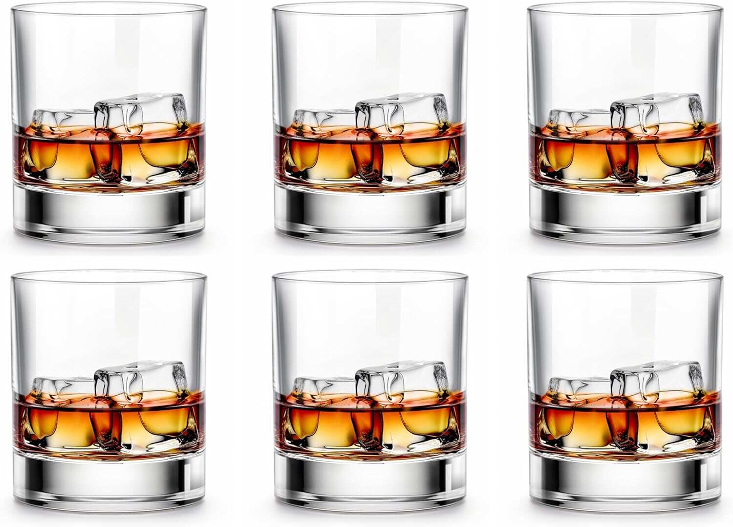 LUXU Whiskey Glasses - Premium 325ml Scotch Whiskey Glasses 6-Piece Set / Old Fashioned Whiskey Glasses / Bourbon Whiskey / Rum Glasses, Clear