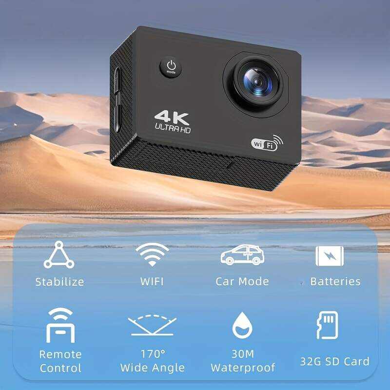 LUOSI Ultra HD Action Camera 4K 30fps, 1181.1inch Waterproof Camera, 170° Wide Angle Underwater Cameras With WiFi, Sports Camera