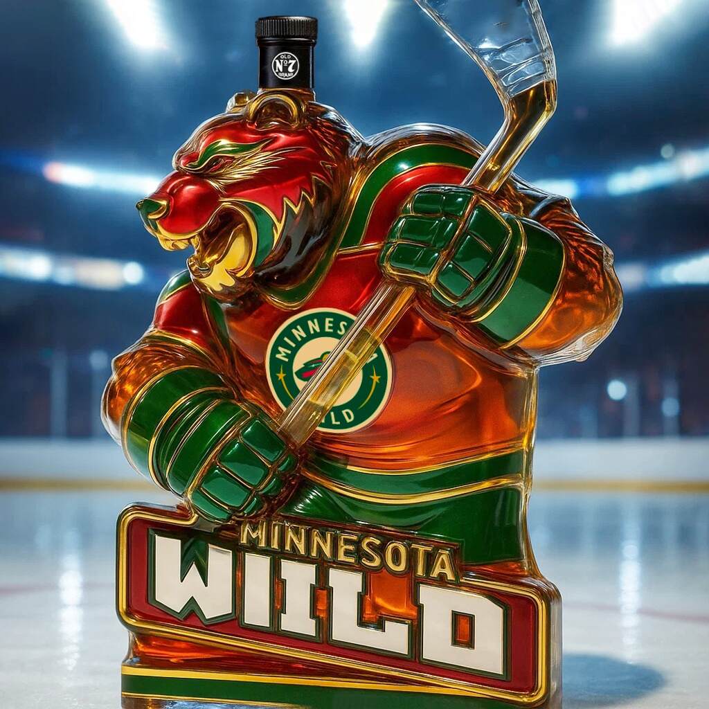 Minnesota Wild Mascot Whisky Bottle