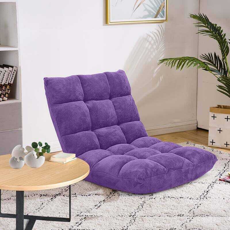 Memory Foam Floor Chair, 14-Position Adjustable Folding Gaming Sofa Chair with Back Support, Chaise Lounge Sleeper Bed Couch Recliner