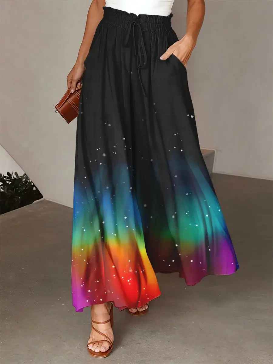 Gradient Art Rainbow Wide Leg Pants