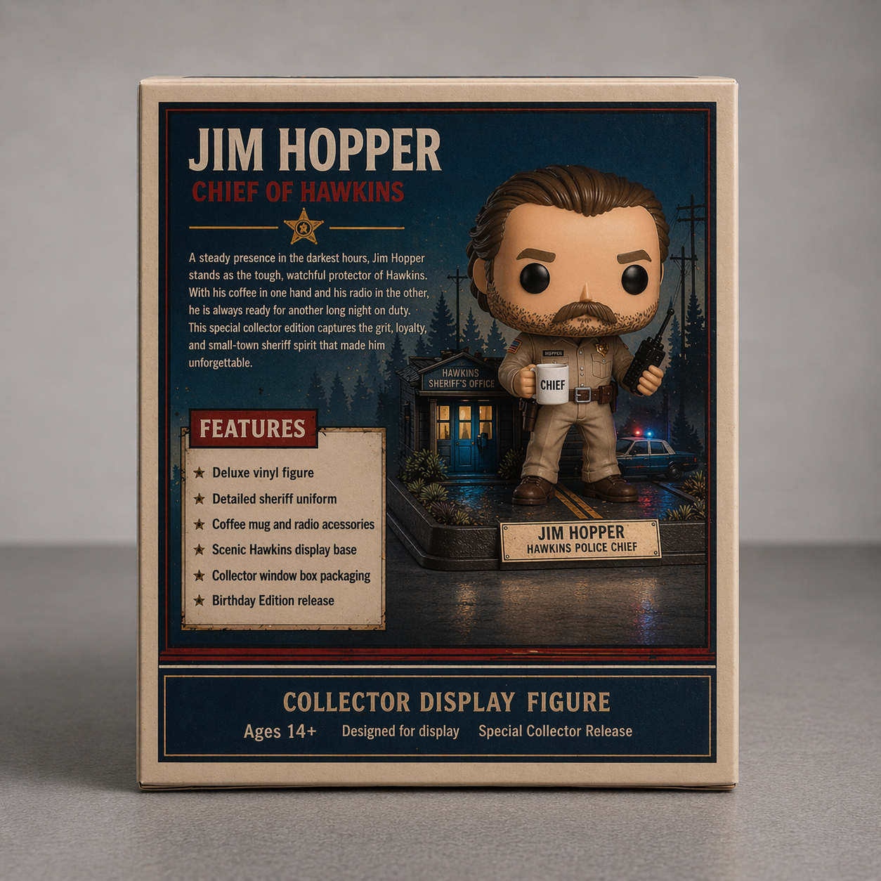 🚔 Jim Hopper Chief of Hawkins: Birthday Edition Vinyl Figure！