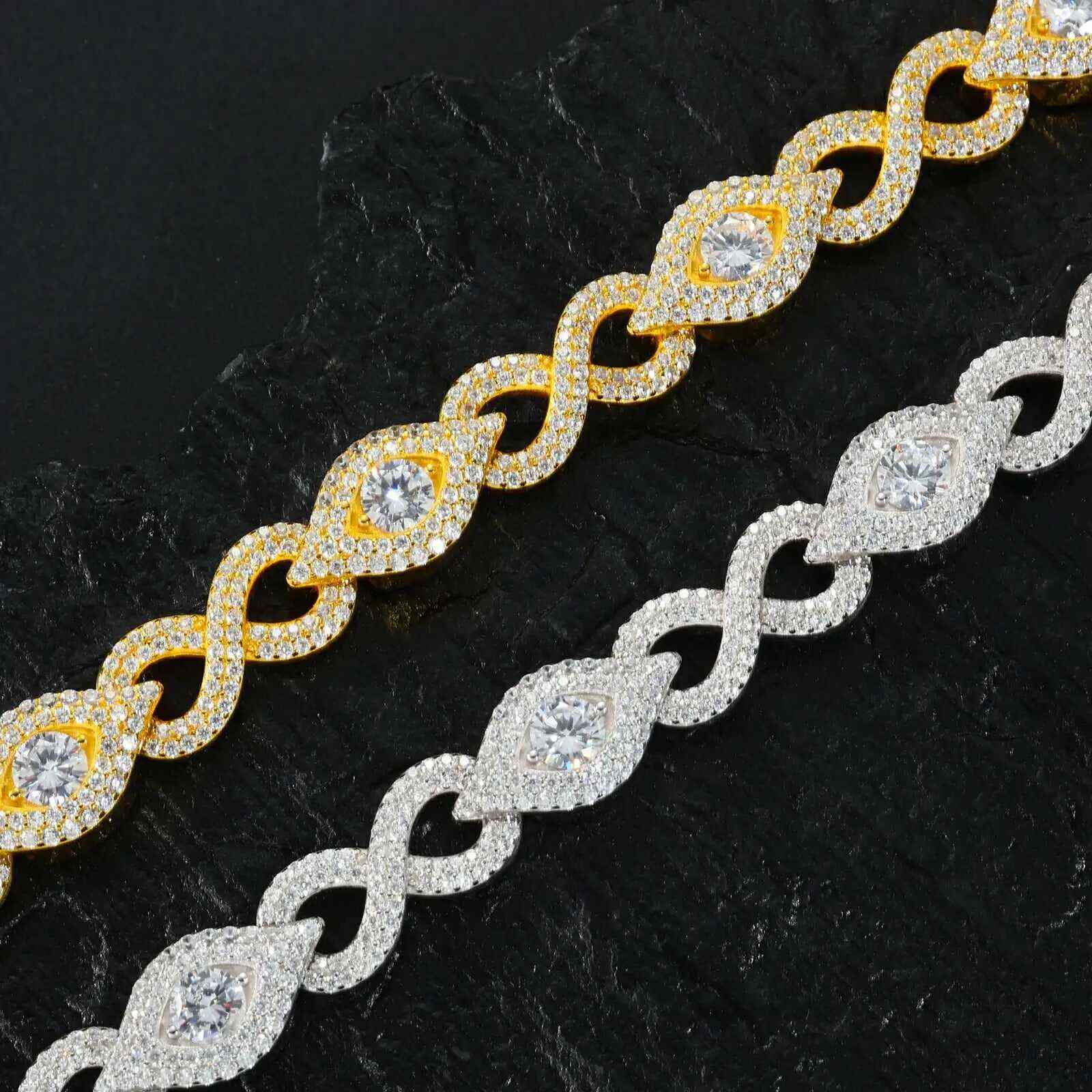 TestTest 10mm S925 Moissanite Infinity Evil Eye Link Chain