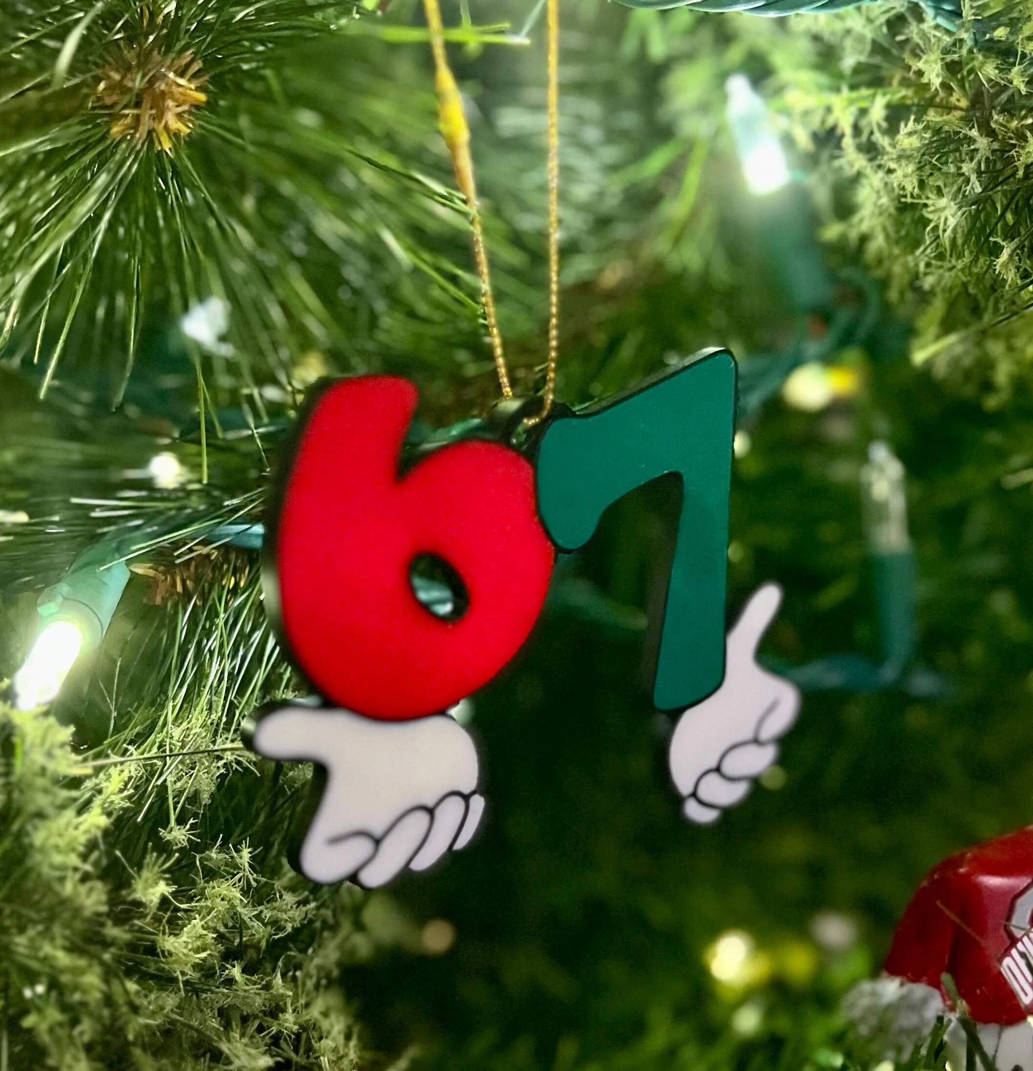 Funny “6-7” Hand Gesture Ornament