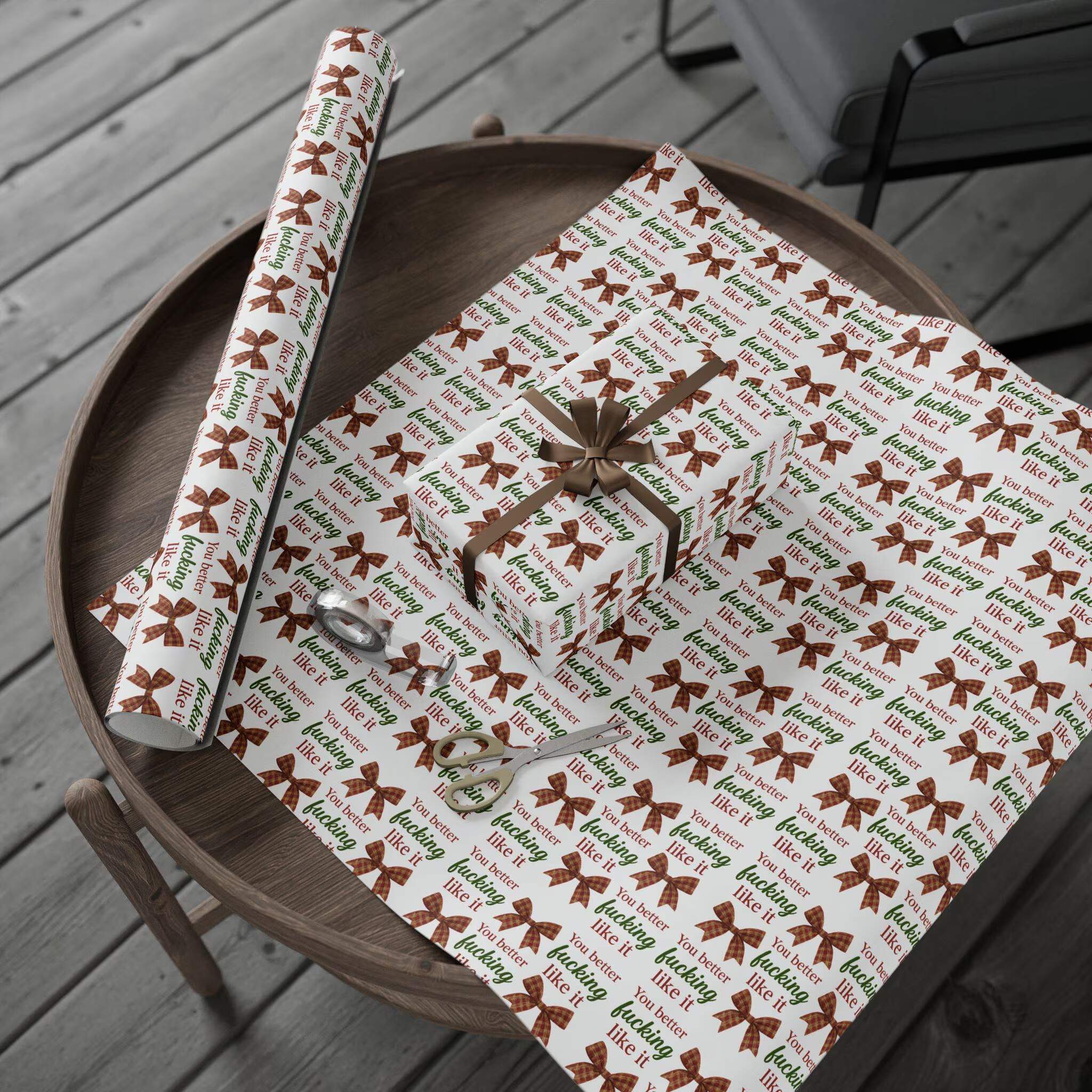 Funny Christmas Wrapping Paper | Sarcastic Plaid Bows