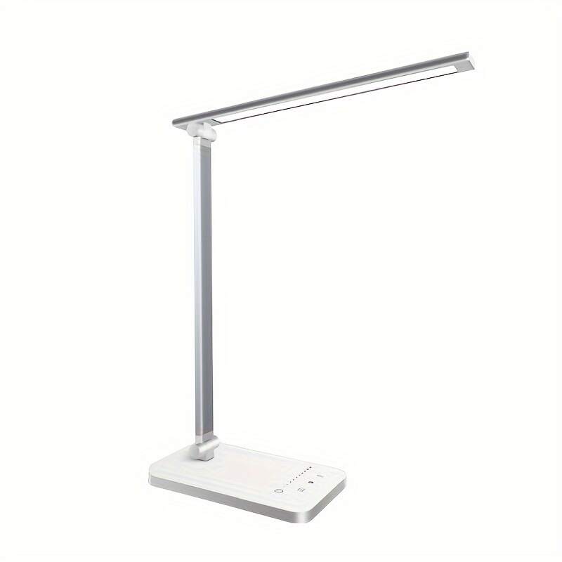 Adjustable LED Desk Lamp with Touch Control, 5 Lighting Modes & Brightness Levels, 45-Minute Auto Timer, USB Powered, Eye-Caring Dimmable Table Lamp for Home, Office, and Reading - White/Black