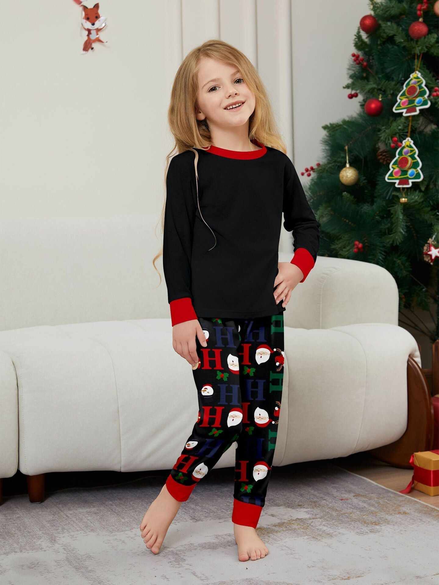 Christmas Deer & Santa Family Matching Pajama Set