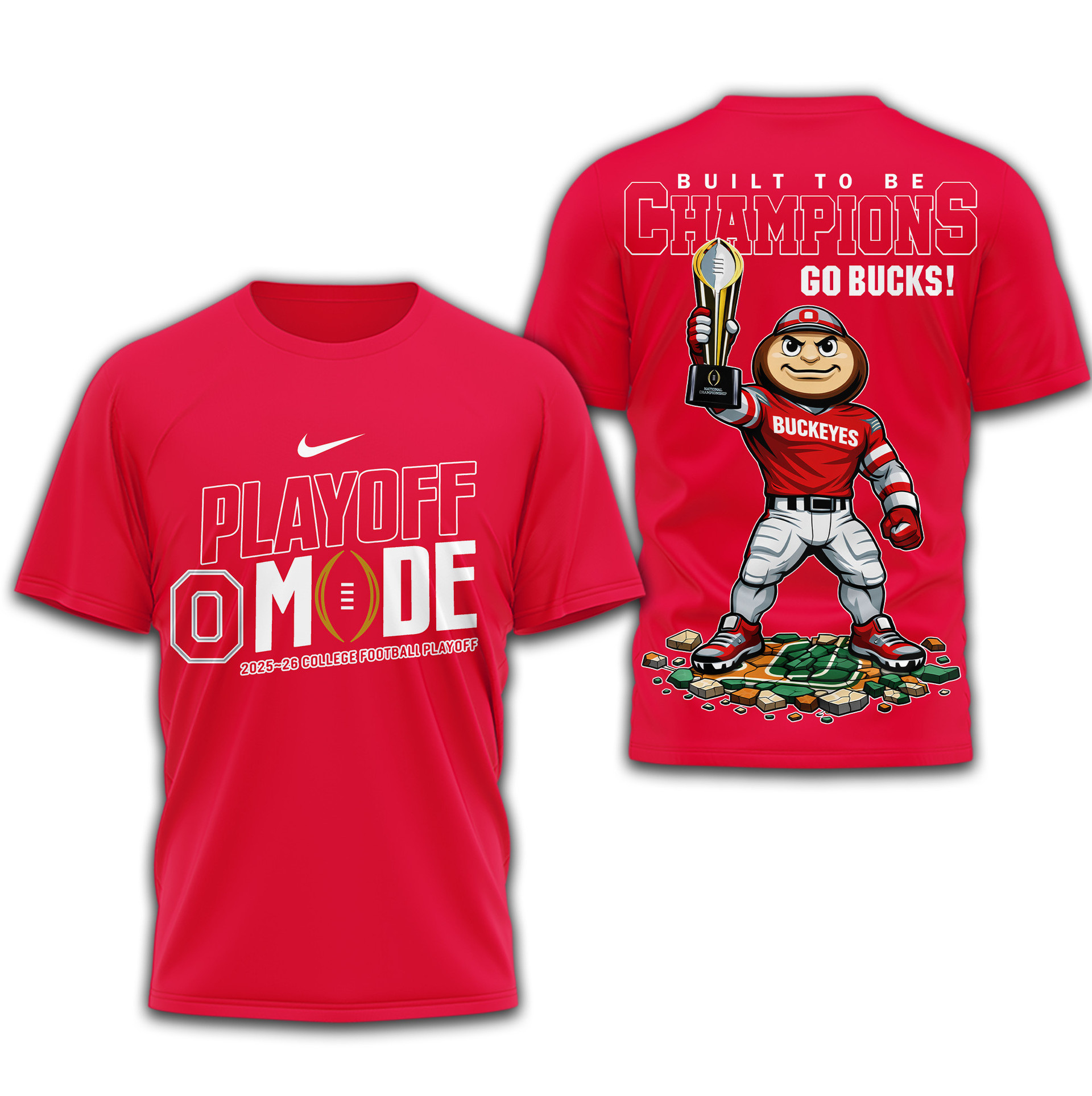 Ohio State Buckeyes | Premium NCAA Built to Be Champions 3D T-Shirt TD
