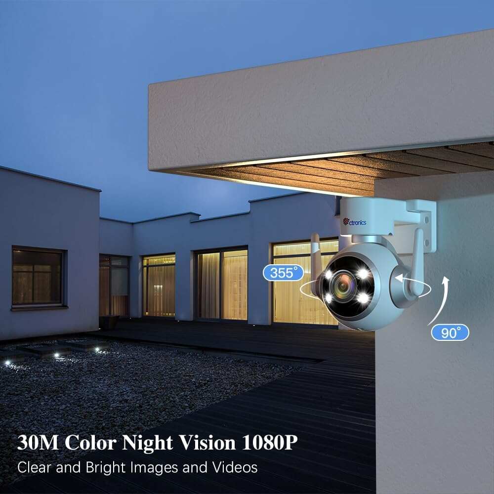 Ctronics 5X Optical Zoom 5MP Outdoor Security Camera with 2.4/5 Ghz WiFi & Cloud Storage