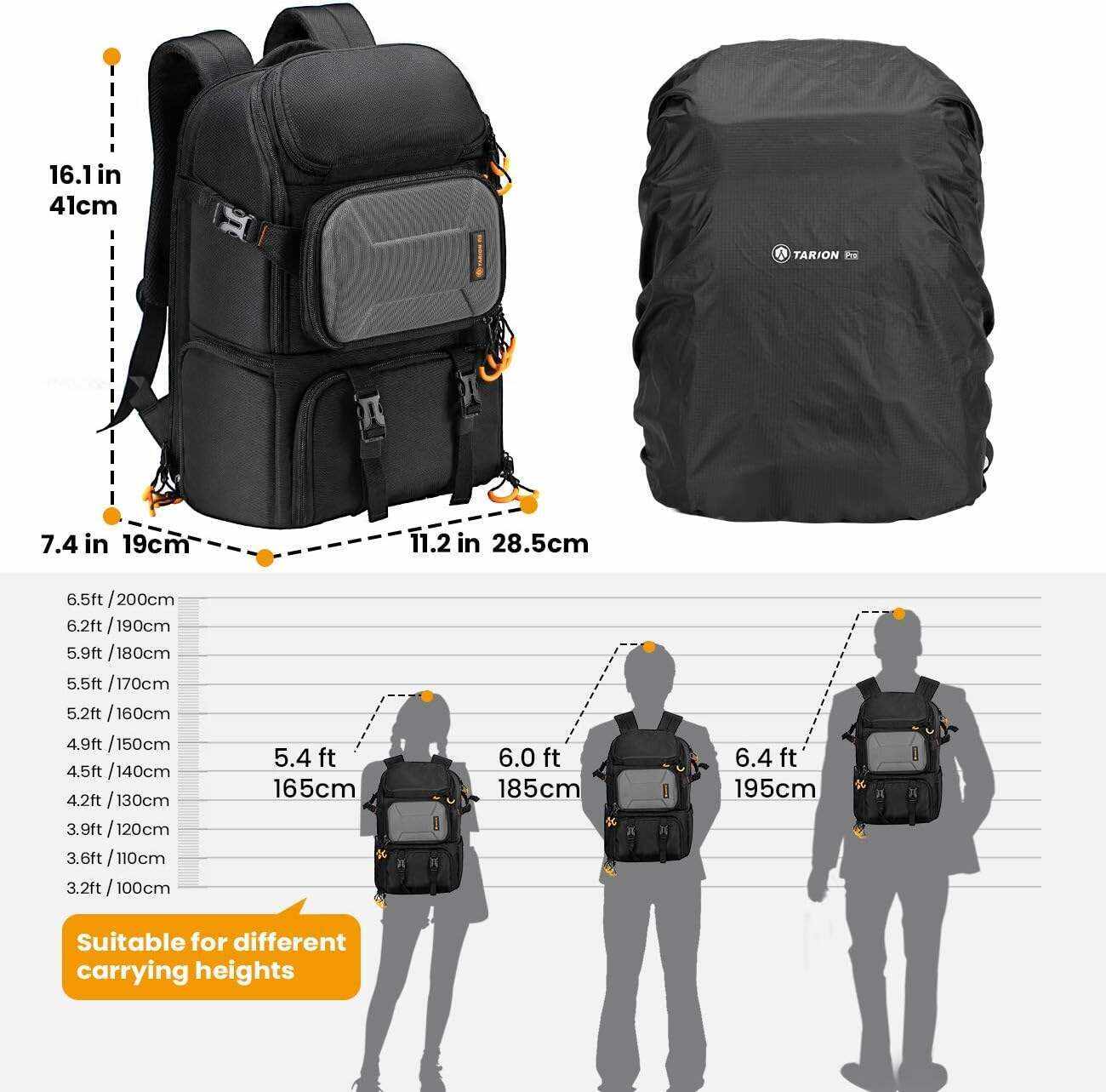 TARION Pro 2 Bags in 1 Camera Backpack Large with 15.6