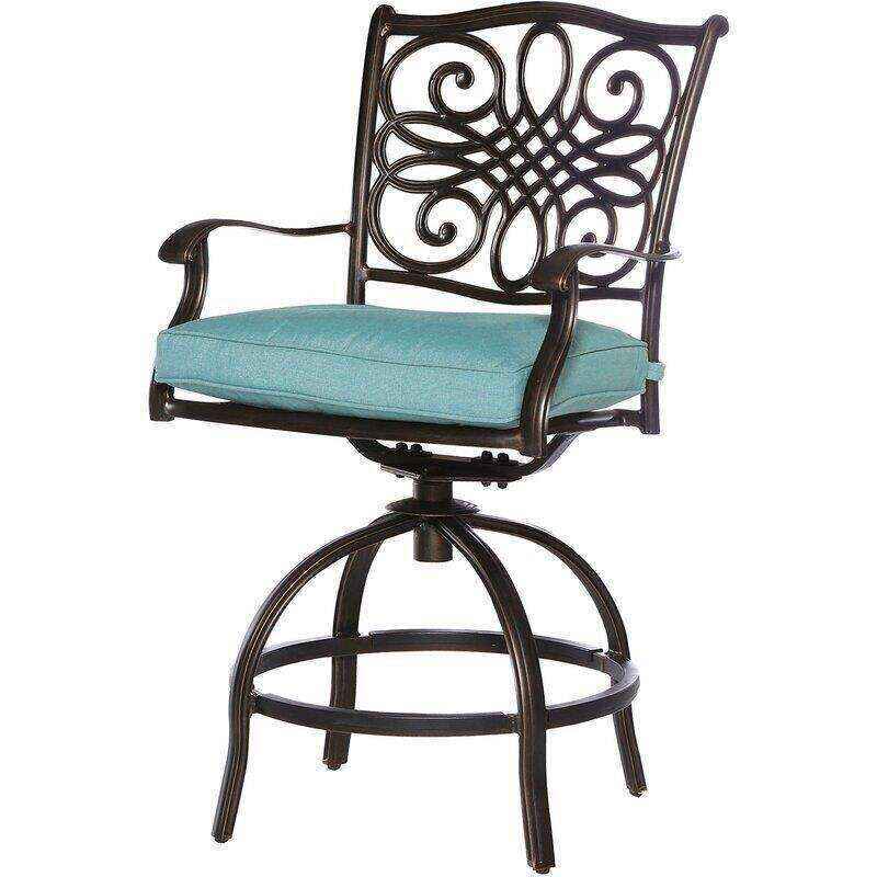 Bucci Round 6 - Person 56'' Long Aluminum Bar Height Dining Set with Cushions