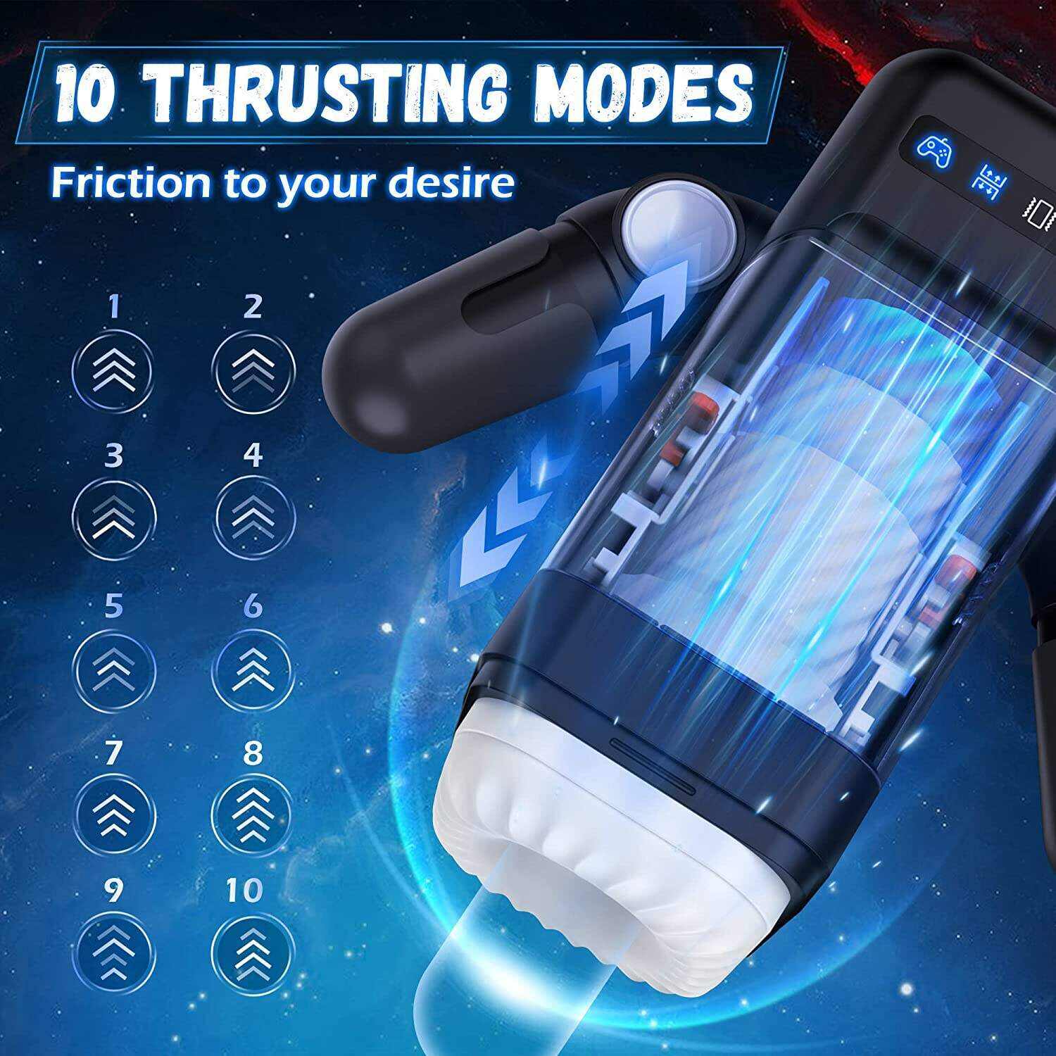 Automatic Male Masturbator, AMOVIBE Male Masturbators Cup with 10 Thrusting & Vibration Modes, Sex Toys for Men with Heating Function, Automatic Stroker with Phone Holder, Adult Sex Toys & Games