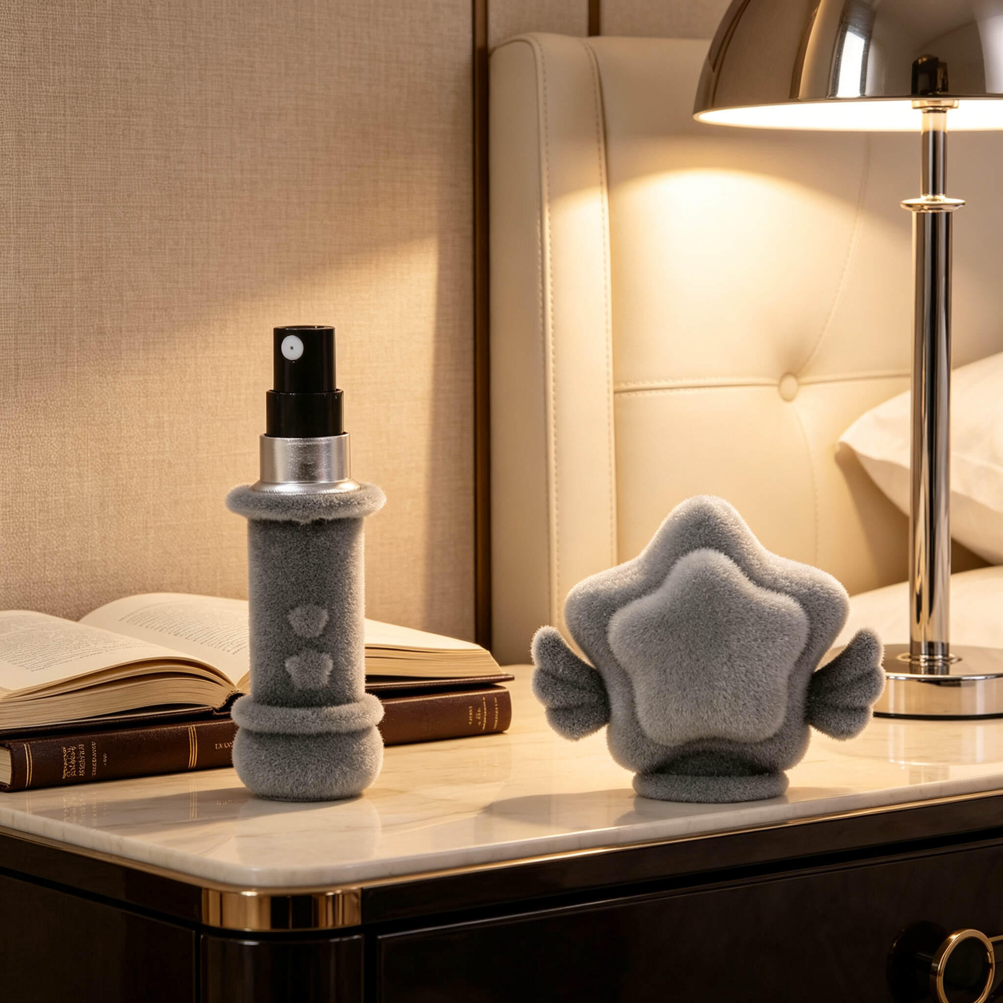 Flocked Grey Angel Star Mini Refillable Perfume Atomizer