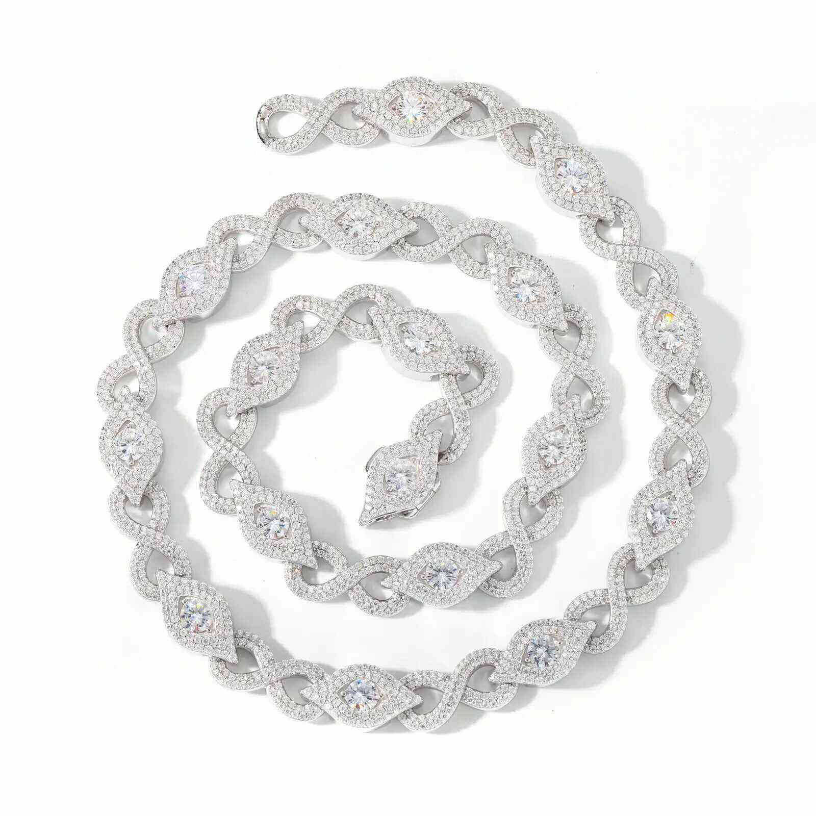 TestTest 10mm S925 Moissanite Infinity Evil Eye Link Chain
