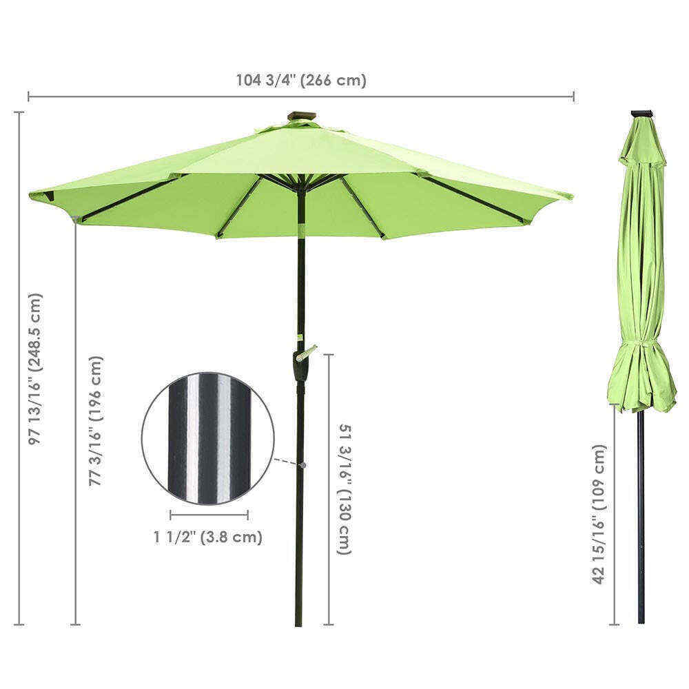Yescom 9ft Solar LED Market Tilt Patio Umbrella