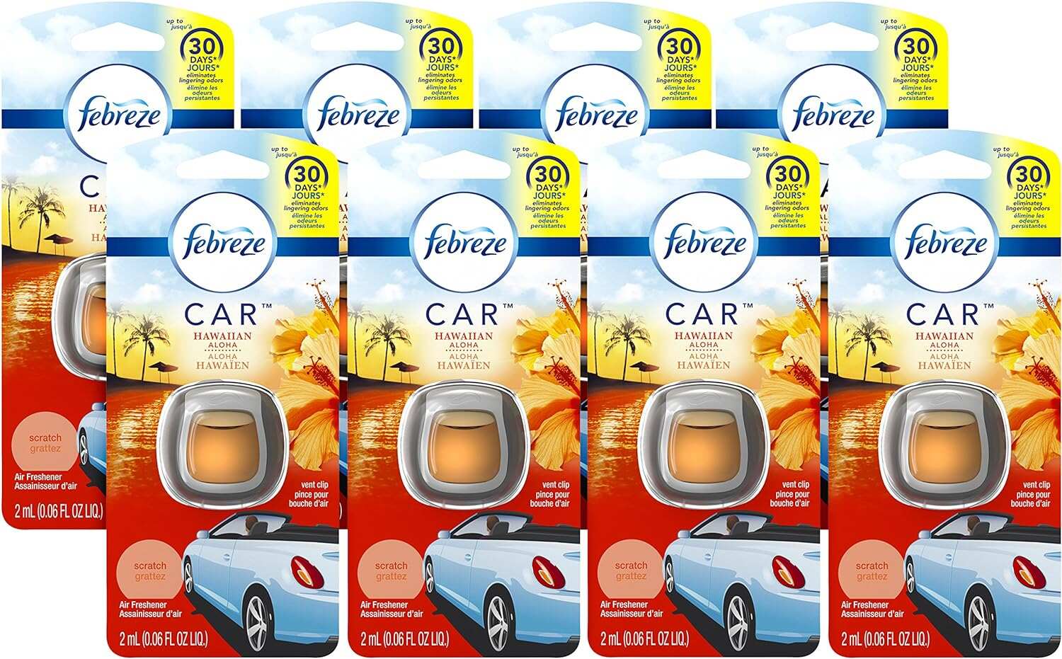 Febreze Car Air Fresheners, New Car Scent, Odor Eliminator for Strong Odors Car Vent Clips (2 Count)
