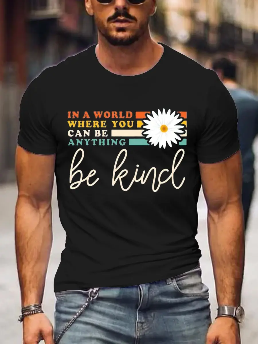 Men's Be Kind Art Print Casual T-Shirt