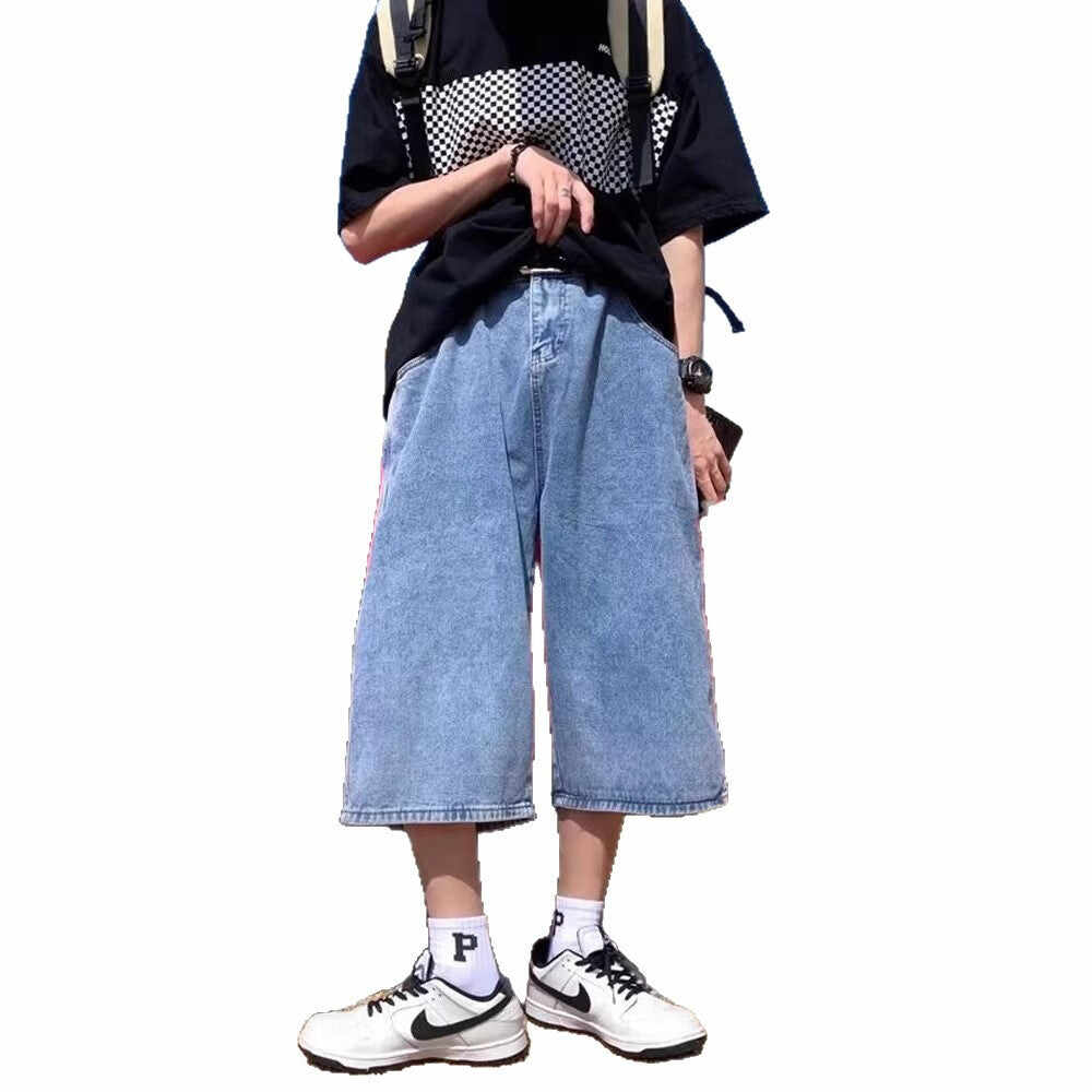 Washed Denim Shorts Men's Thin Pirate Shorts