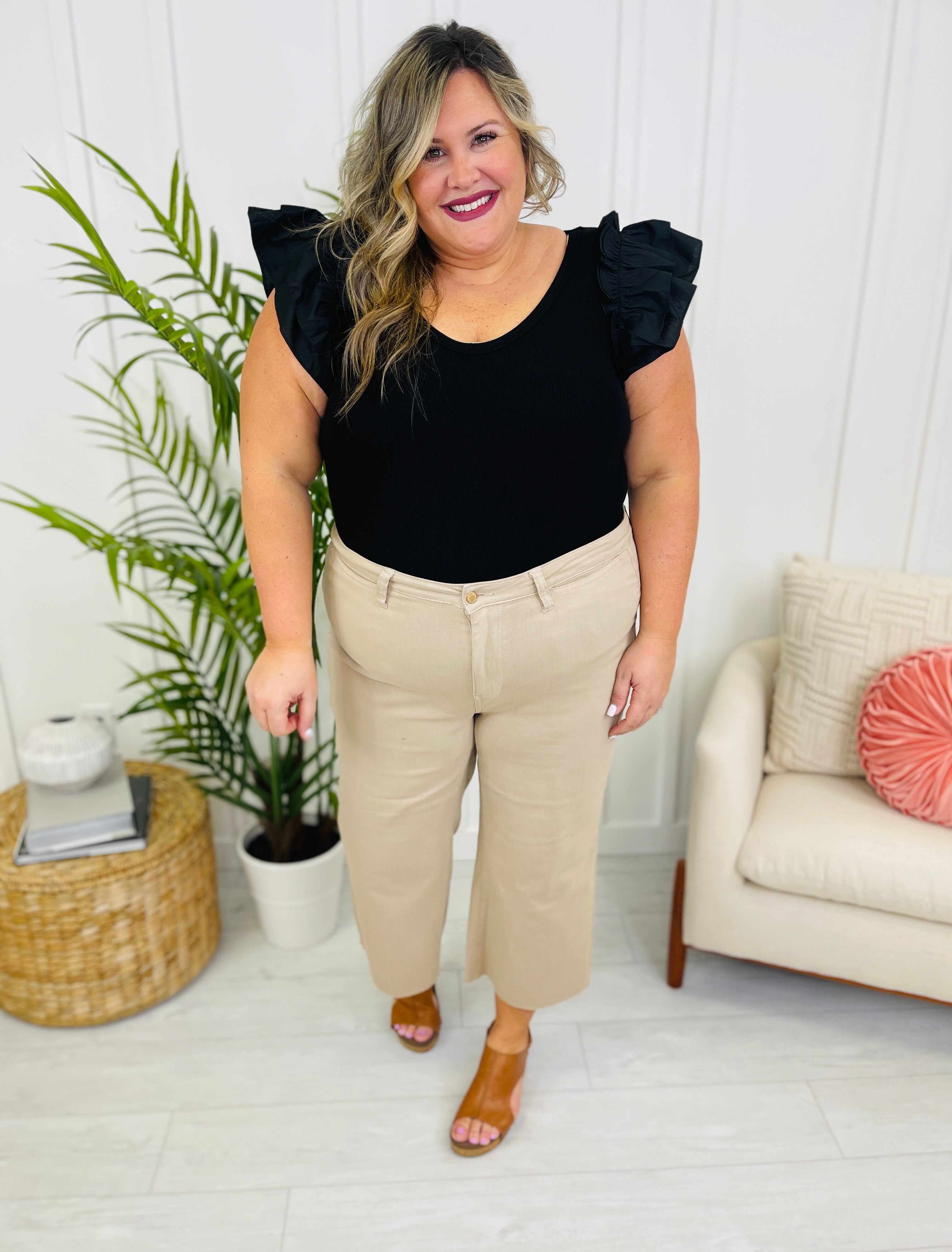 RESTOCK! REG/CURVY Khaki Girl Cropped Wide Leg Jeans