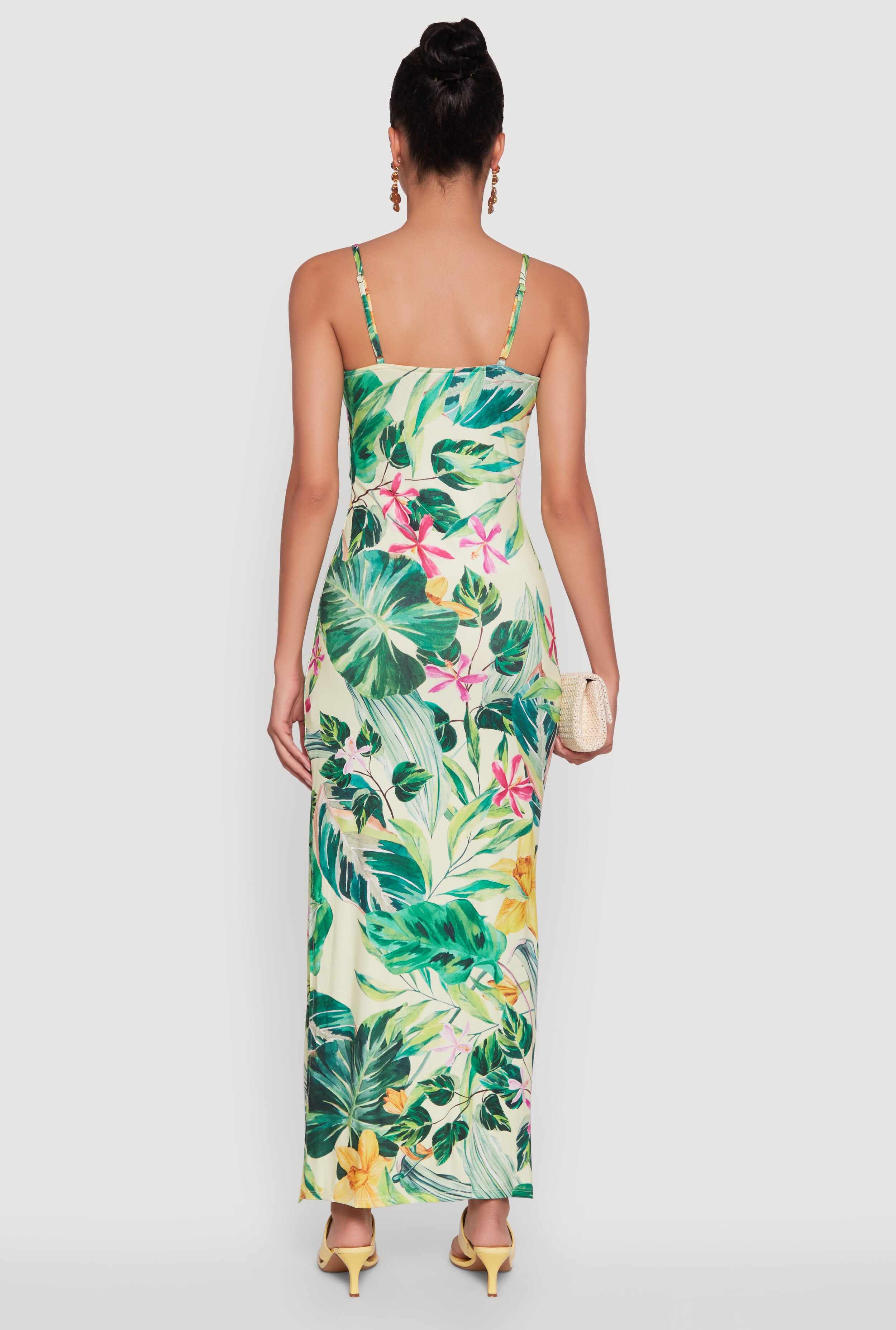 Haute Monde Floral V-Neck Side Slit Dress