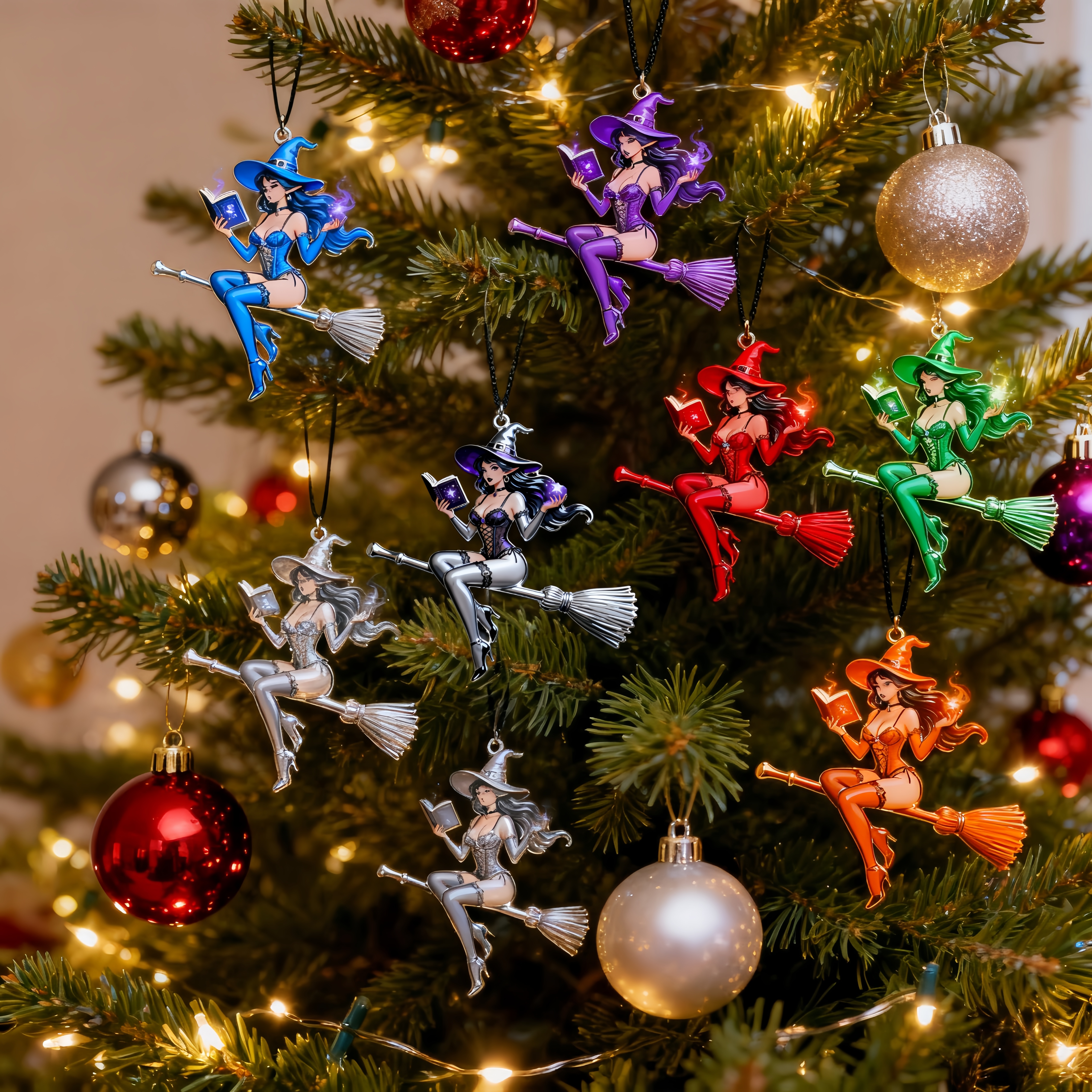 Spellbound Christmas Witch Ornaments