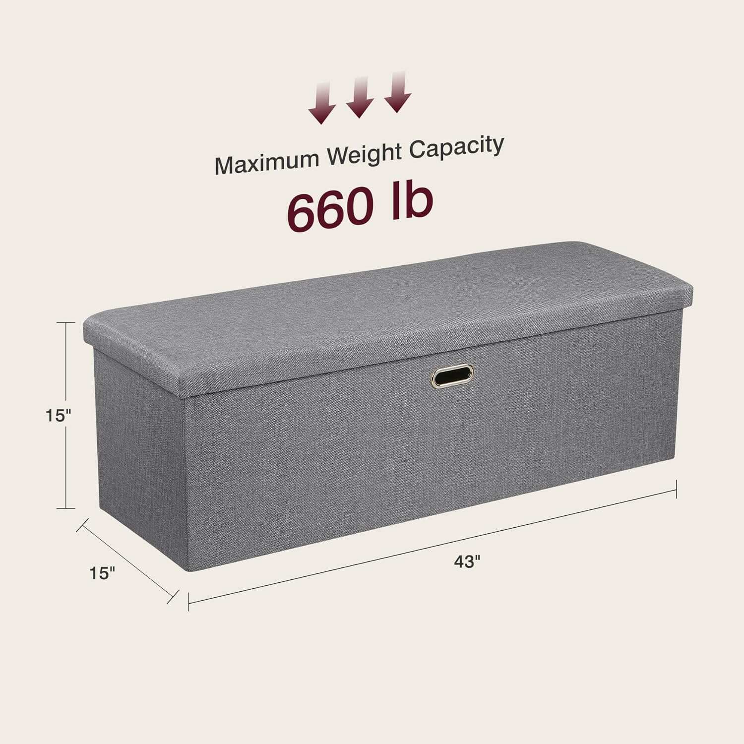 VECELO 43'' Folding Storage Ottoman Bench