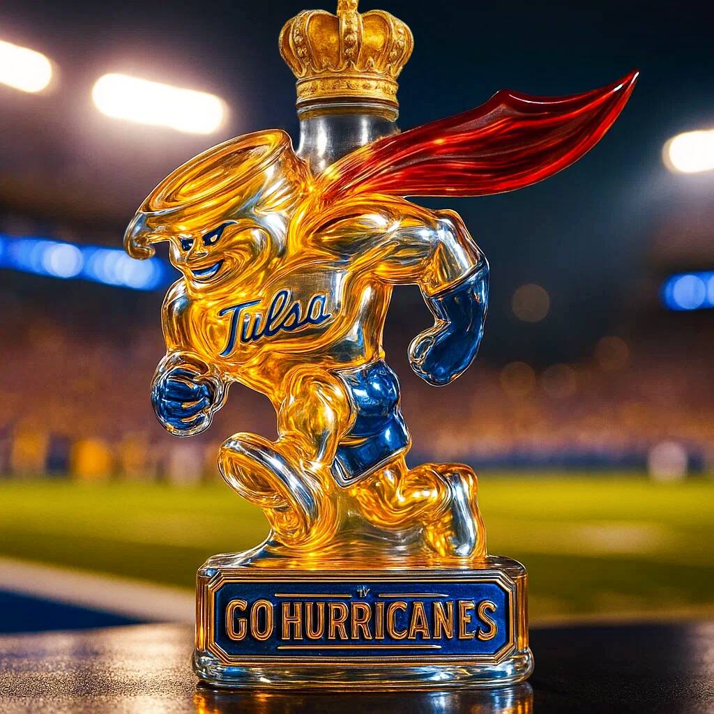 Tulsa Golden Hurricane Whiskey Bottle