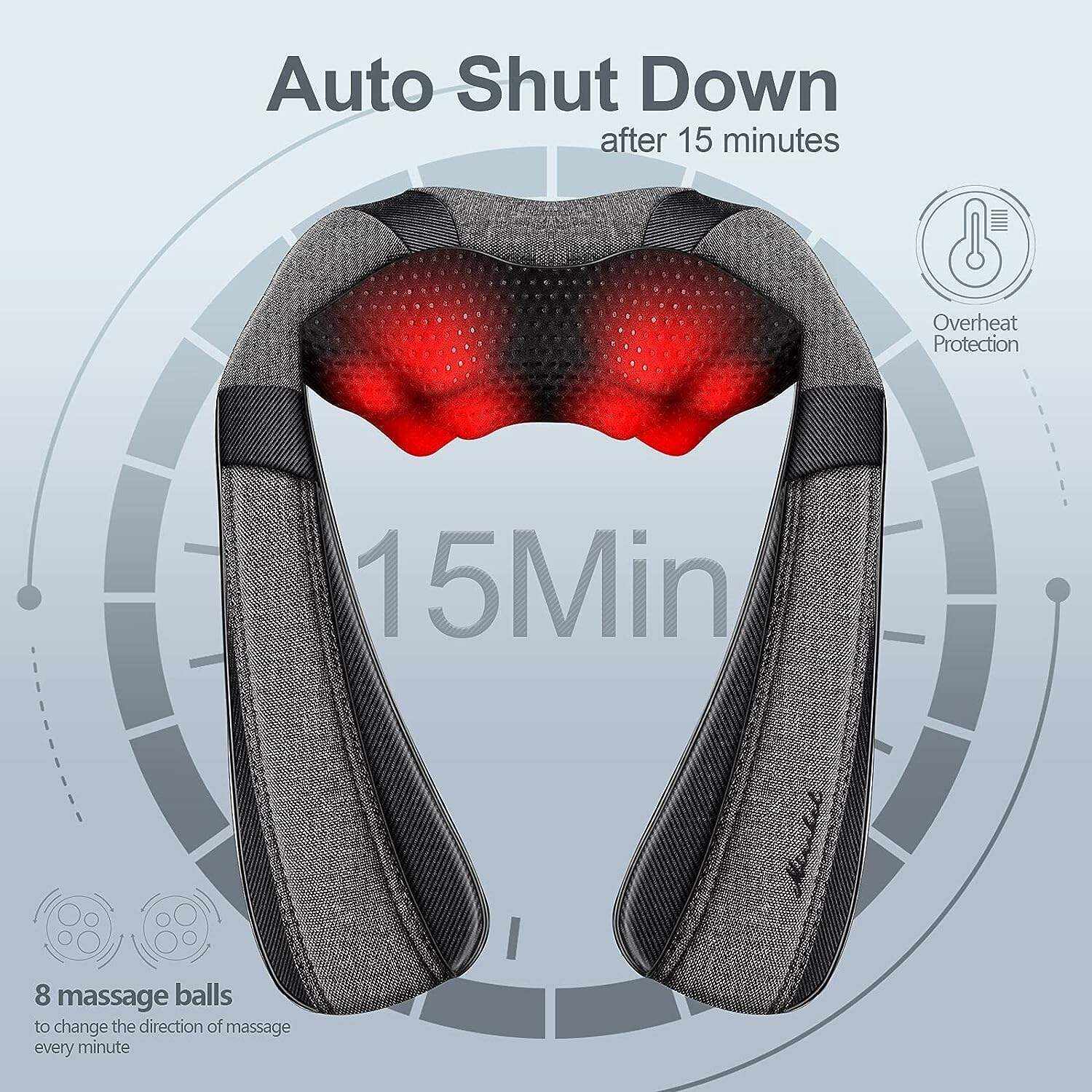 Back Massager, Shiatsu Neck Massager with Heat, Electric Shoulder Massager, Kneading Massage Pillow for Neck, Back, Shoulder, Foot, Leg, Muscle Pain Relief, Get Well Soon Presents - Christmas Gifts