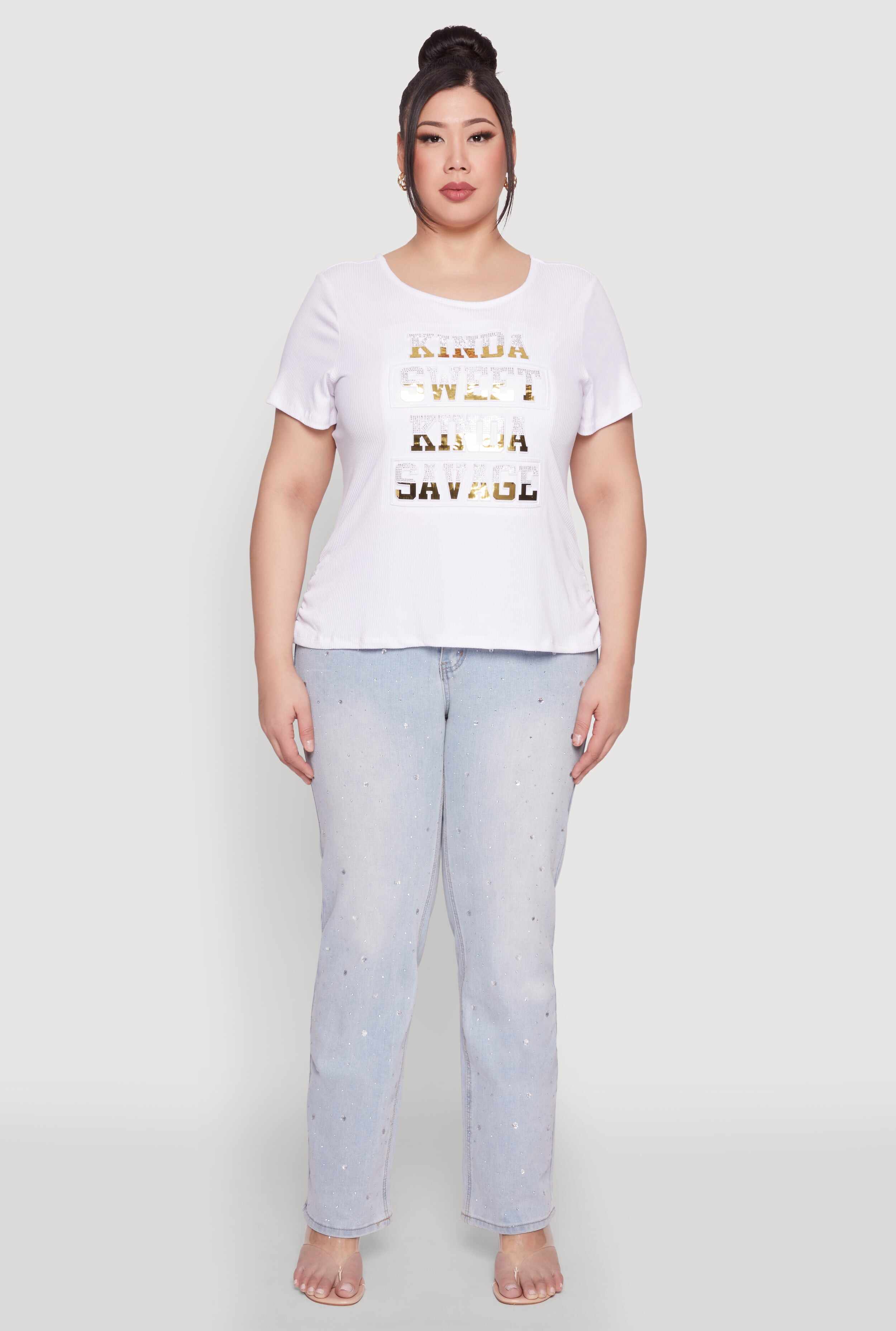 Plus Size Kinda Sweet 3D Foil Graphic Tee