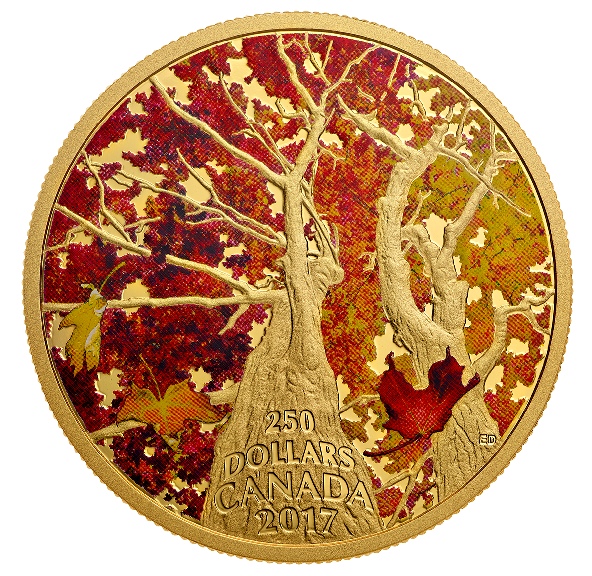 Canada 2017 – 250$ Maple Canopy: Kaleidoscope of Colour II – 2 oz Pure Gold Coloured Coin