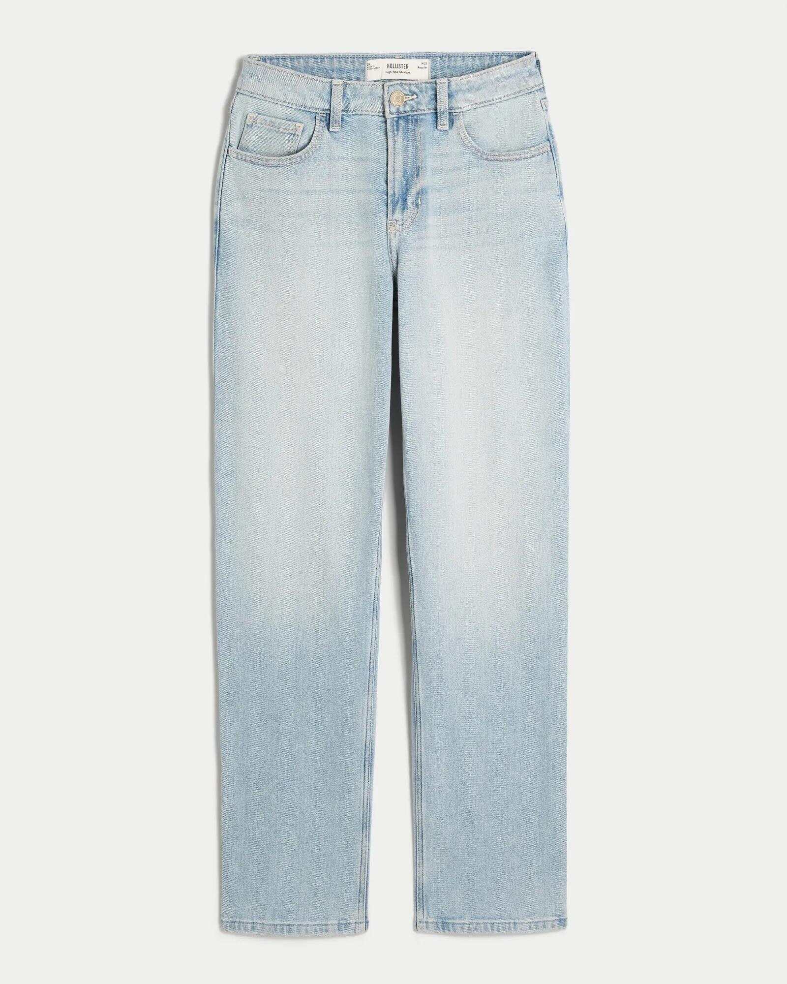 High-Rise Washed Black Straight Jeans