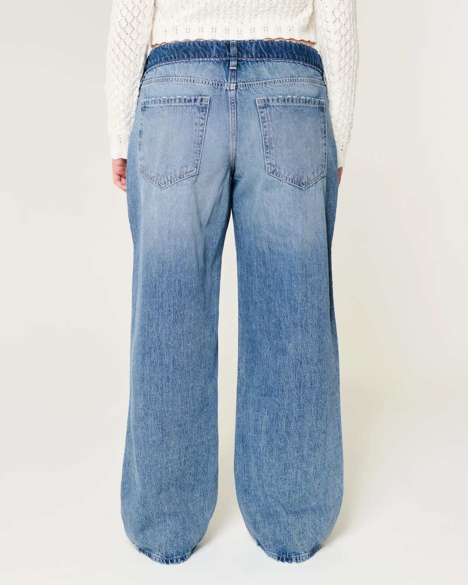 Low-Rise Dark Wash Baggy Jeans