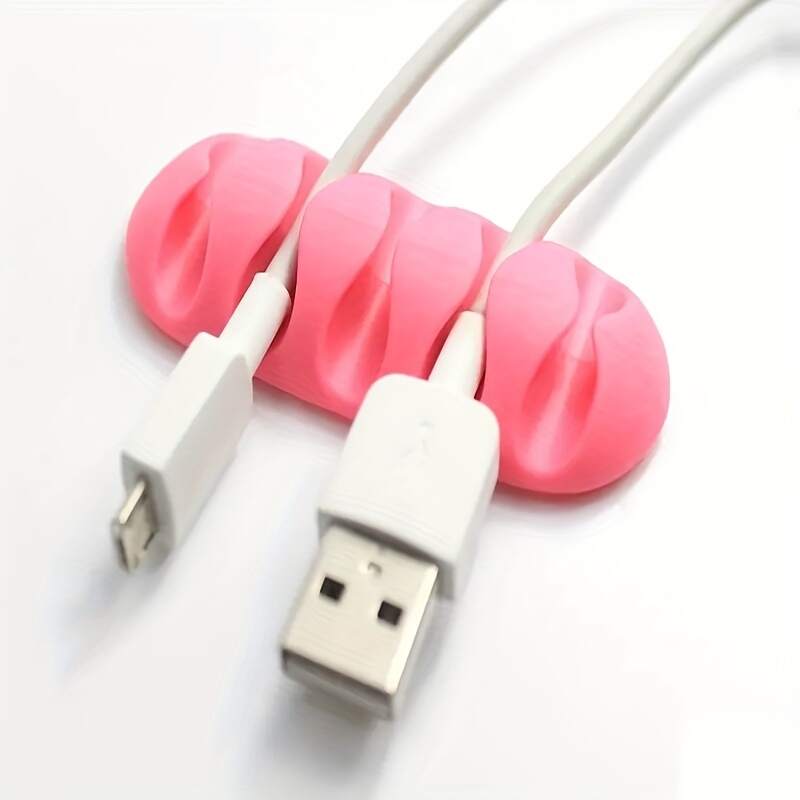 Desktop Phone Cable Winder Earphone Clip Charger Organizer Management Wire Cord Fixer Silicone Holder 5 Slots Strip