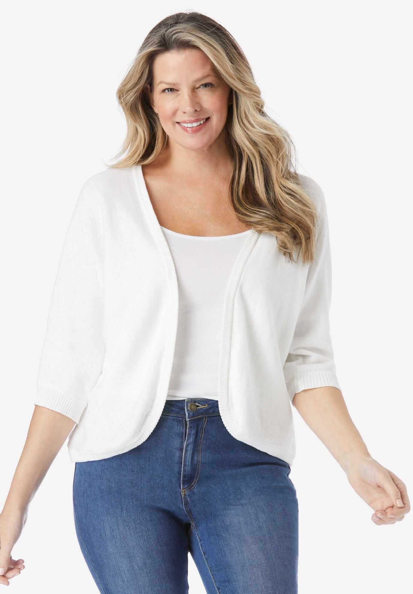 Rib Trim Cardigan Shrug
