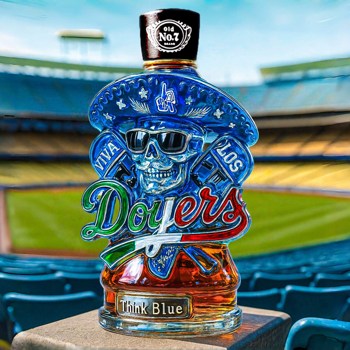 Los Doyers “Think Blue” Collector’s Whiskey Bottle