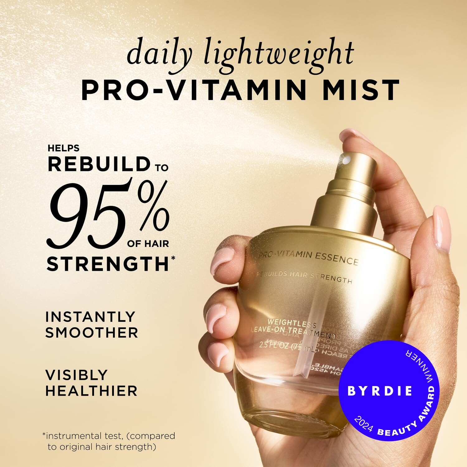 Pantene Pro-Vitamin Essence, Daily Repair Mist For Dry, Damaged Hair, Helps to Rebuild Hair's Strength, Builds New Bonds, Reduces Breakage with Active Pro-Vitamin B5, Hair Treatment, 2.5 fl oz