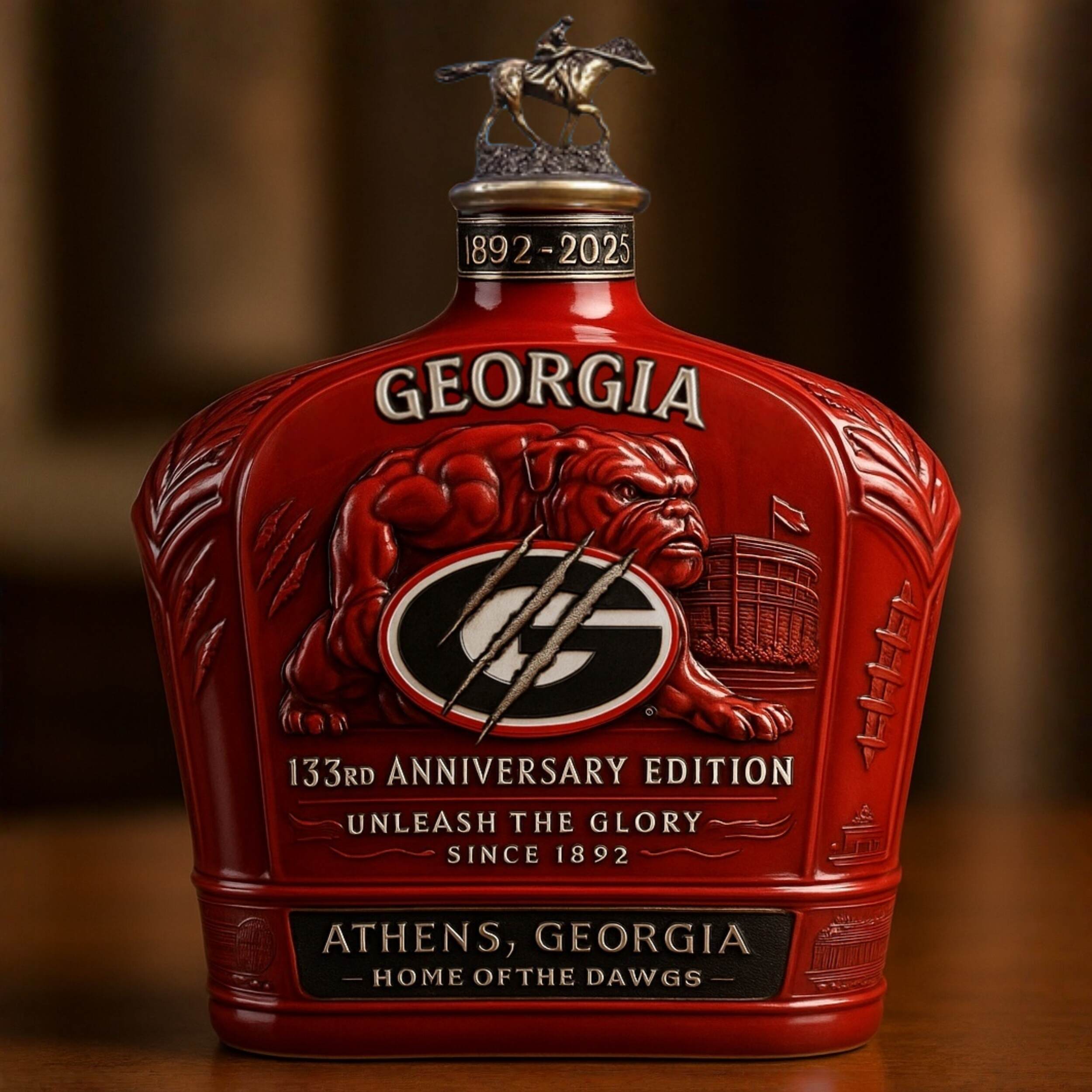 UGA Bulldogs 133rd Anniversary Whiskey Bottle
