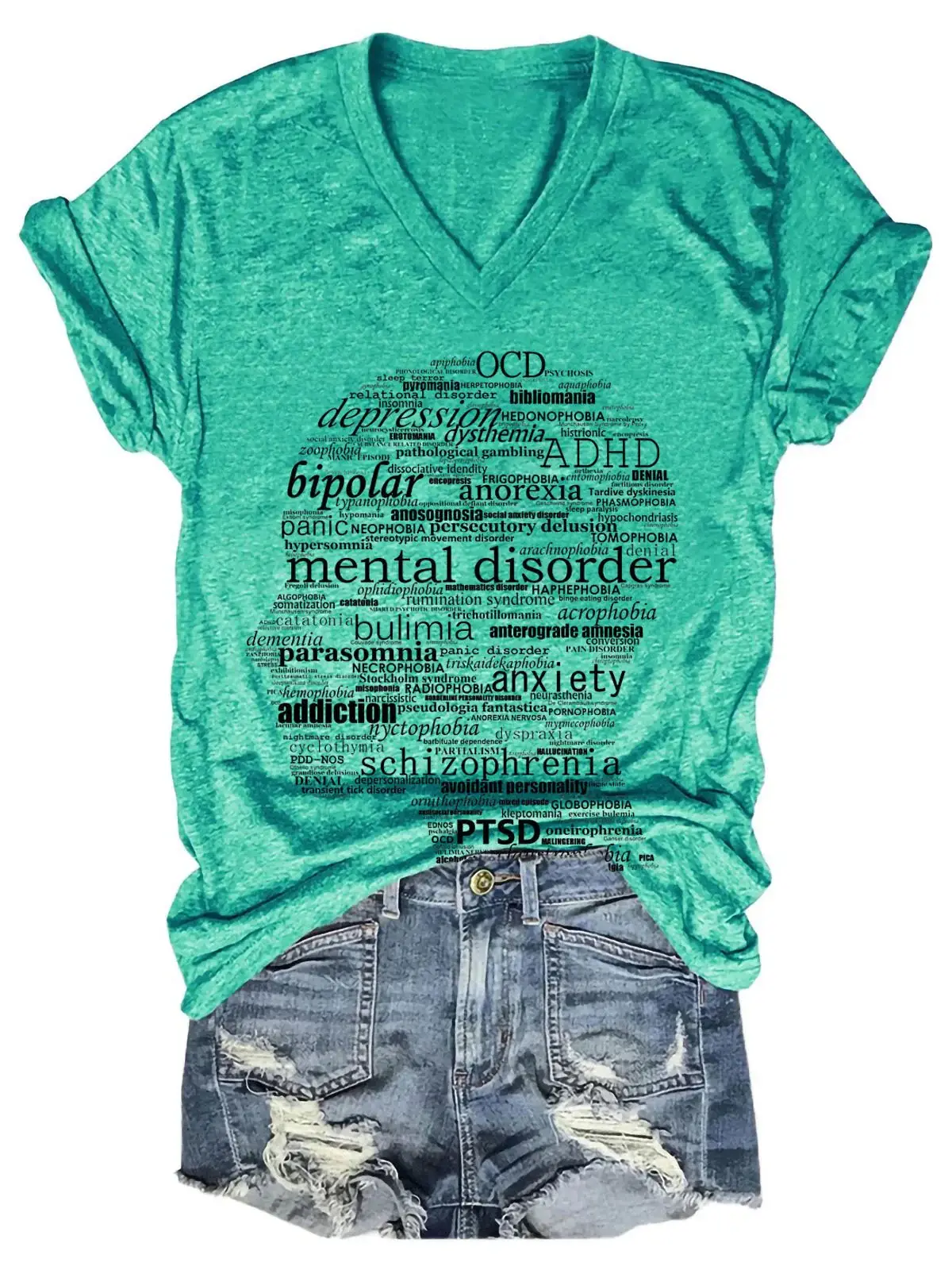 Mental Health Words Art Casual T-shirt