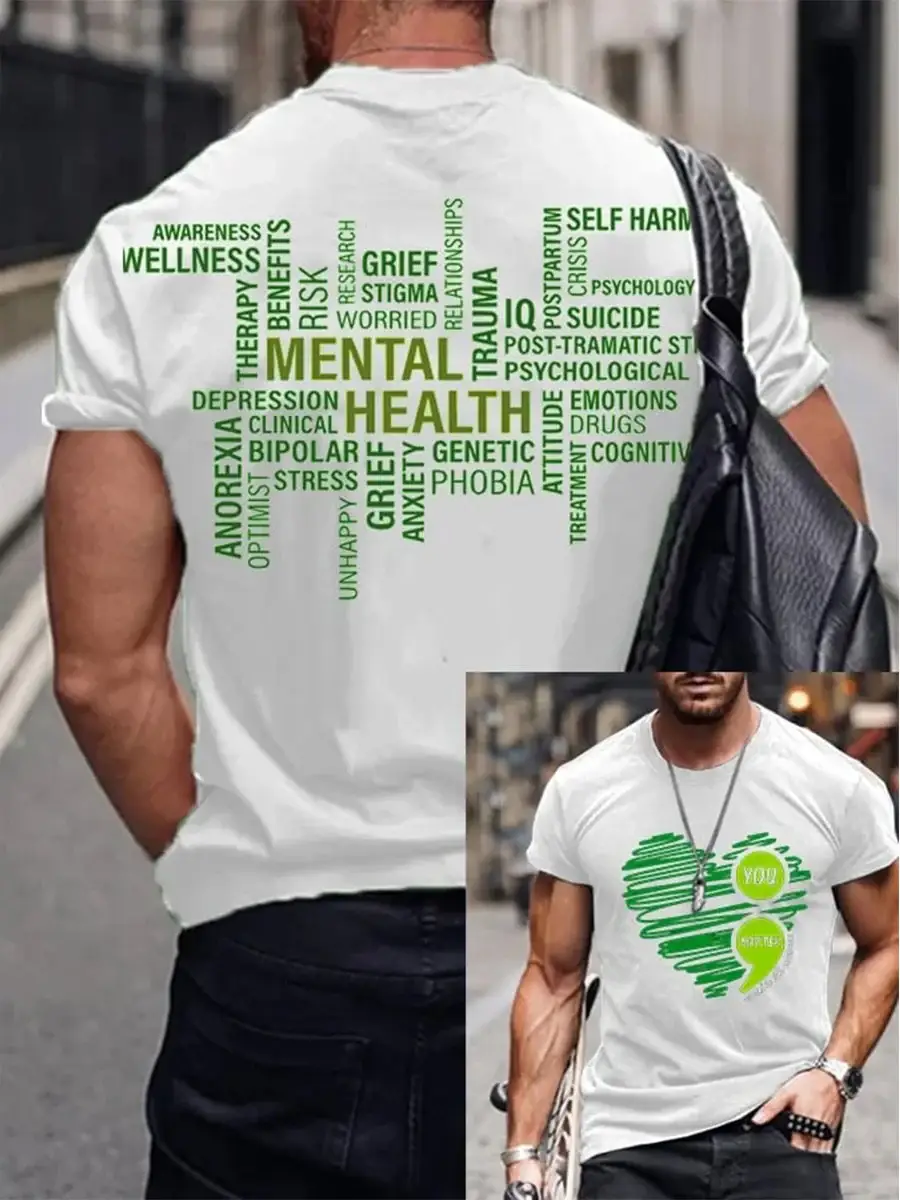 Men's You Matter Mental Health Awareness Casual Print T-Shirt