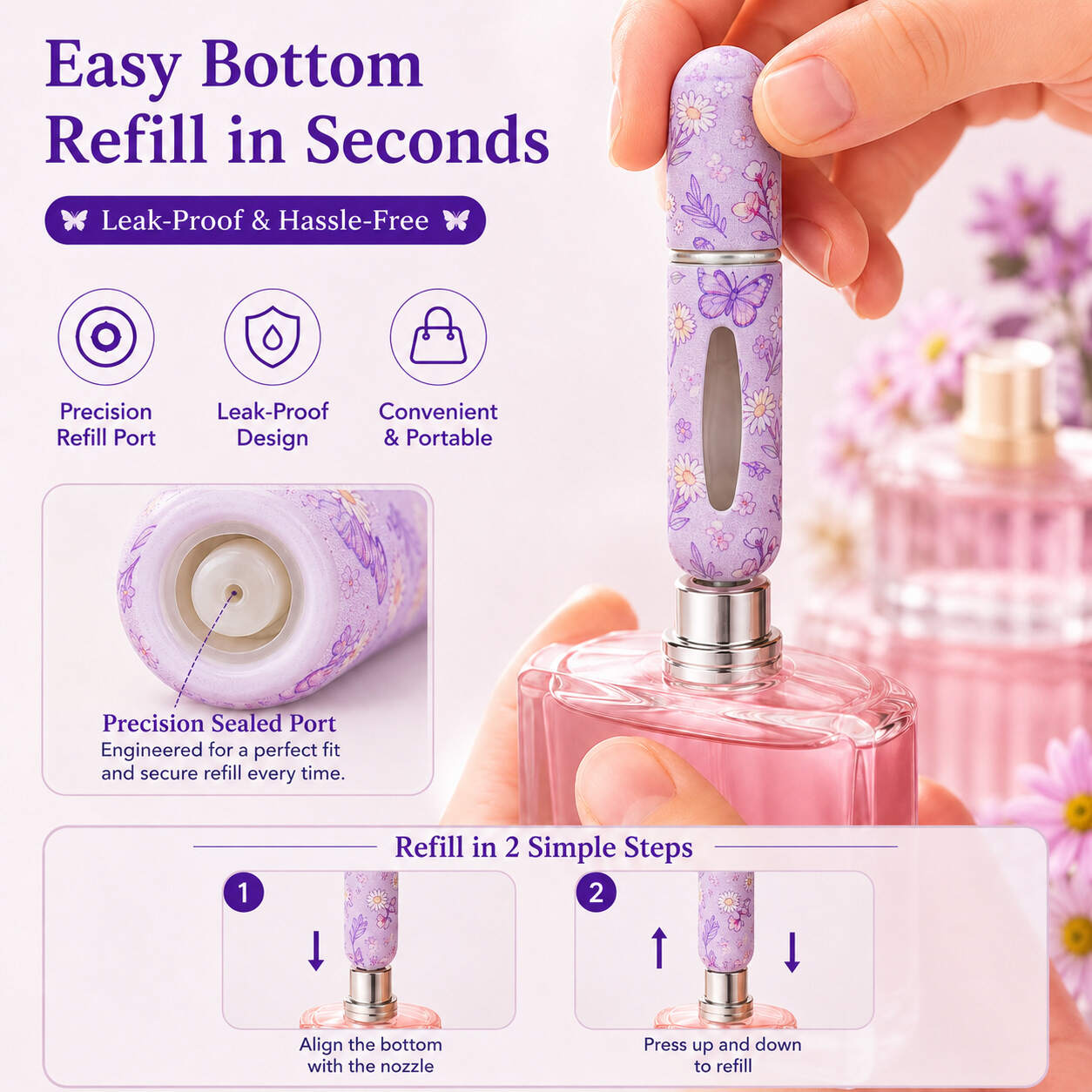 5-piece Marquardt floral pen-style perfume dispenser set