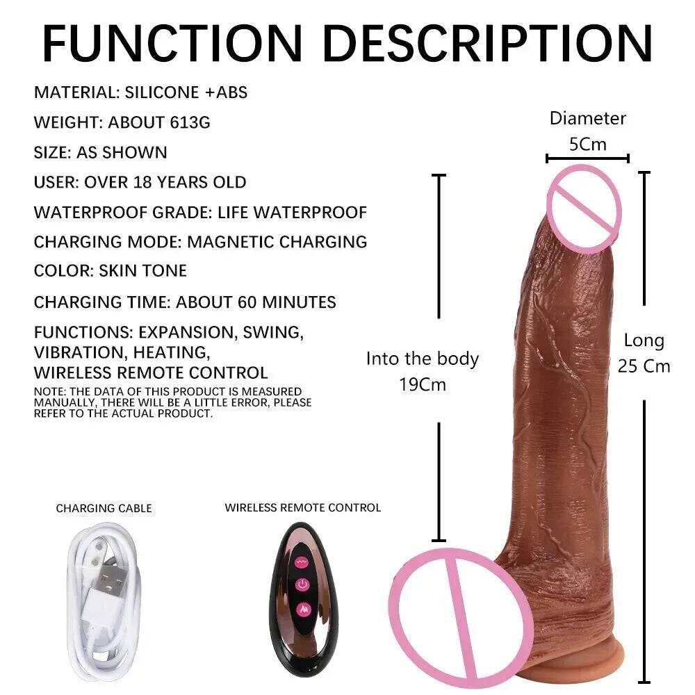 Realistic Penis Automatic Retractable Heated Swing Vibrator with Remote Control  Sex Toy for Woman Masturbator Dildo Adult shop