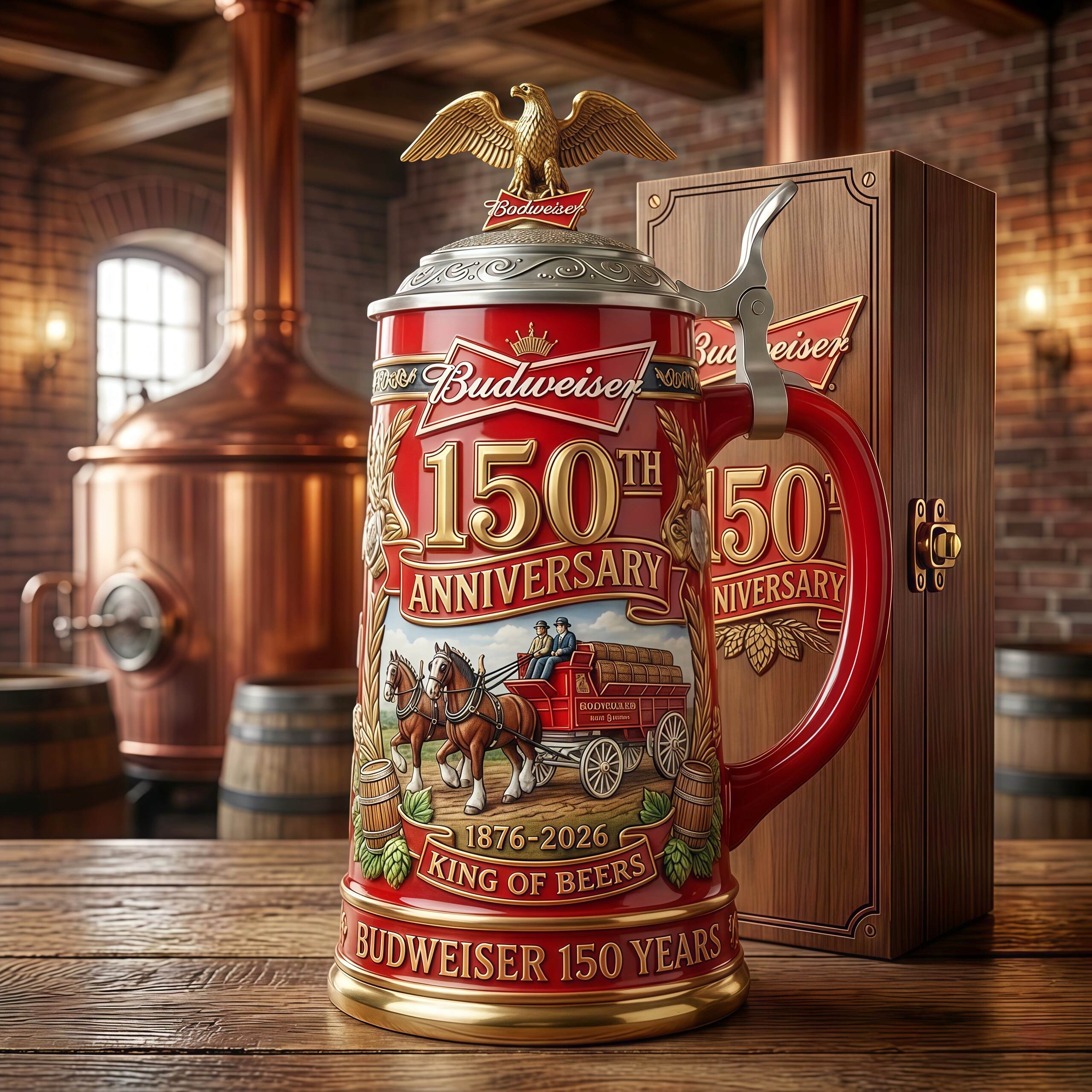 Budweiser 150th Anniversary Commemorative Collector Beer Stein