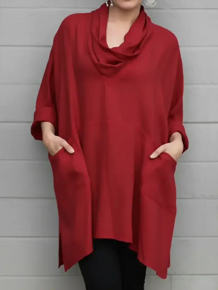 🔥Summer Arrivals🌟Women's Cozy Cowl Neck Linen And Cotton Top